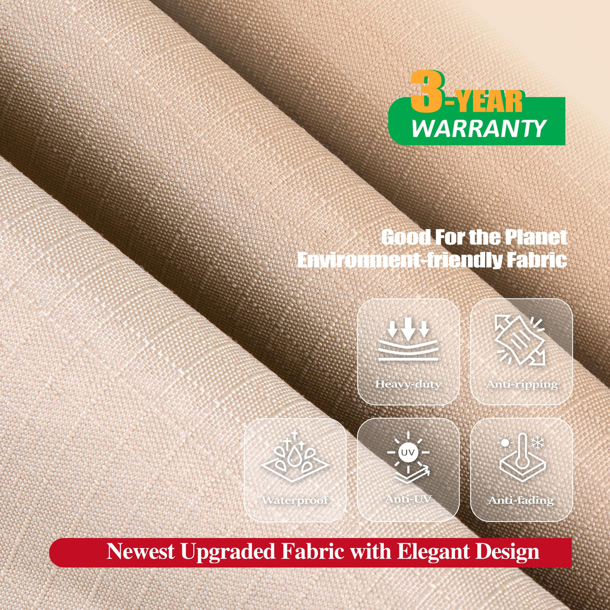 2025 Edition Waterproof Outdoor Patio Round Cover - Beige+Coffee.