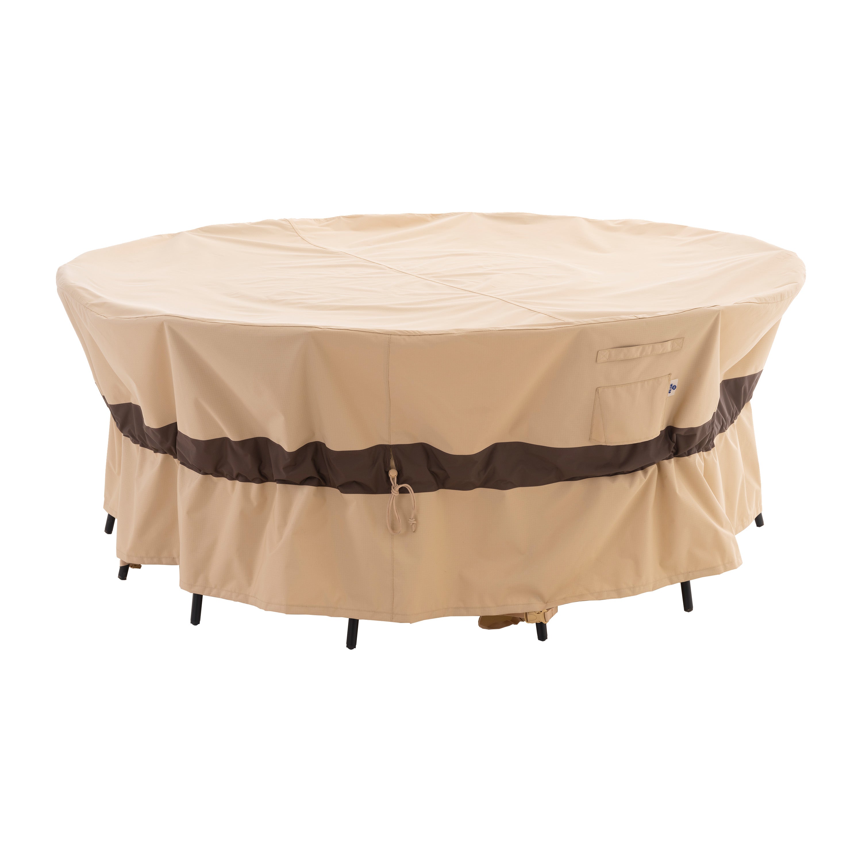 Waterproof Outdoor Patio Round Cover - Beige+Coffee - Dancing Garden Collection