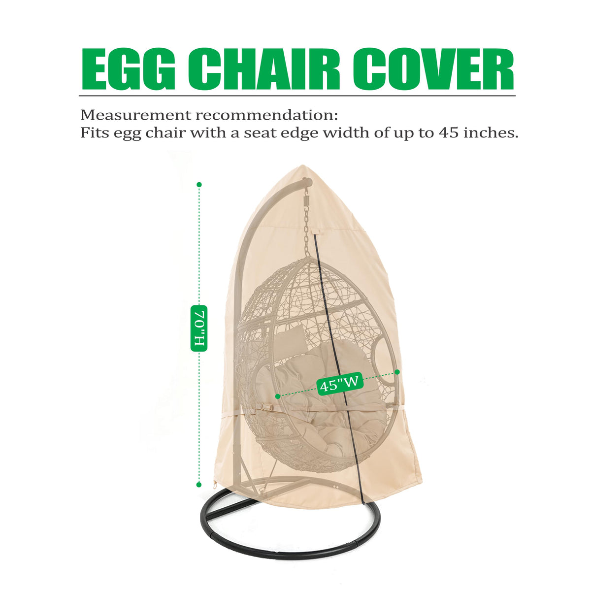 2025 Edition Waterproof Outdoor Patio Egg Chair Cover - Beige.