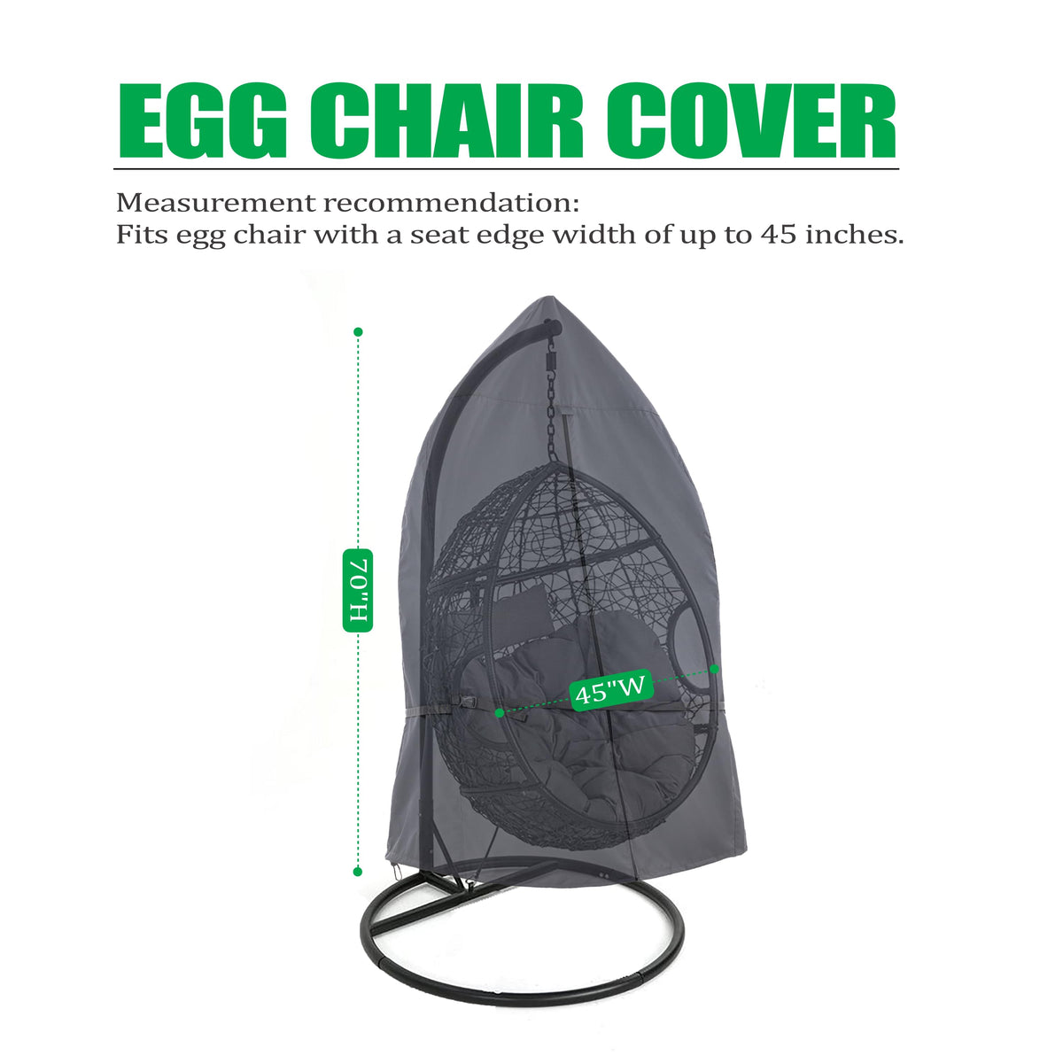 2025 Edition Waterproof Outdoor Patio Egg Chair Cover - Grey.