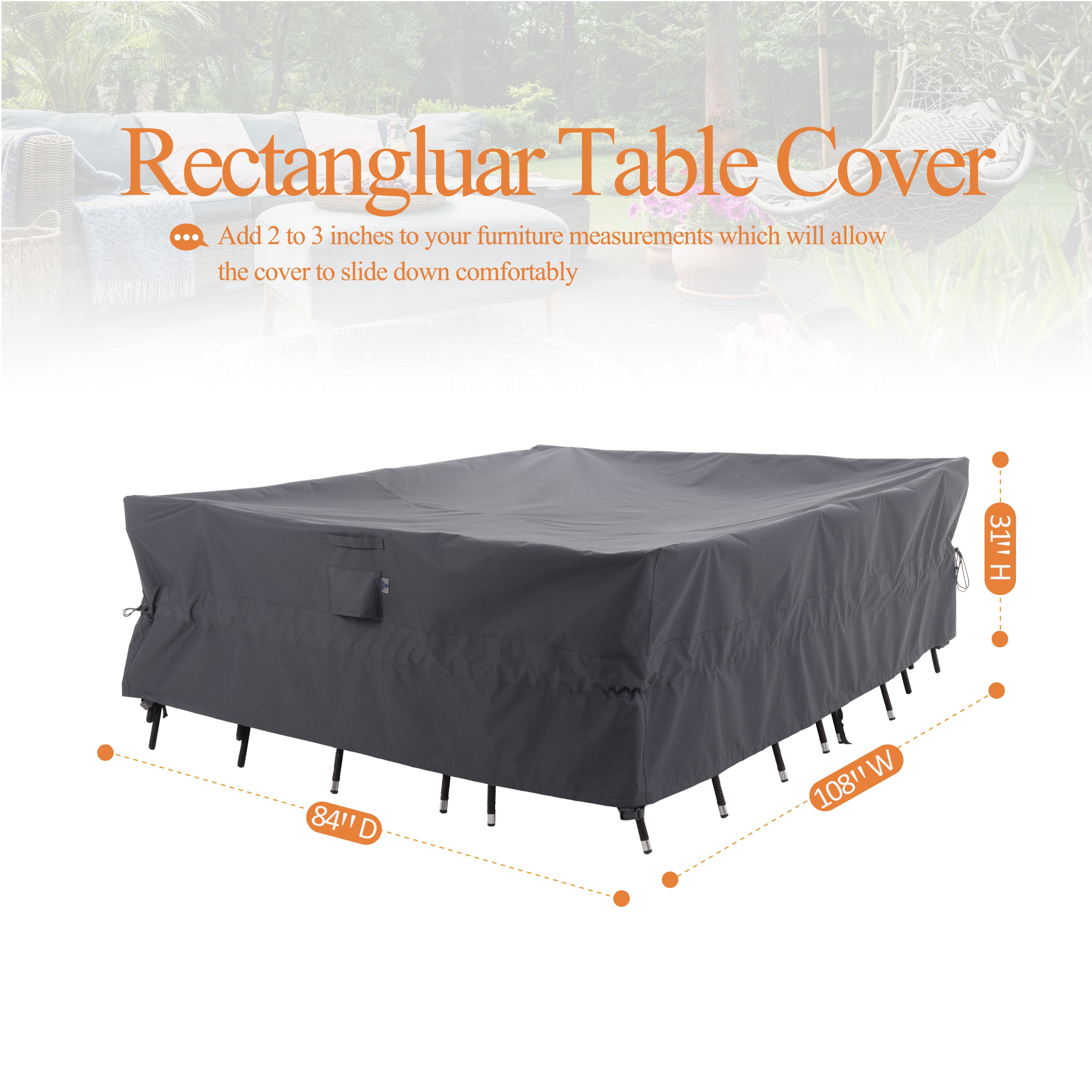 Waterproof Outdoor Patio Rectangular Cover - Gray - Dancing Garden Collection