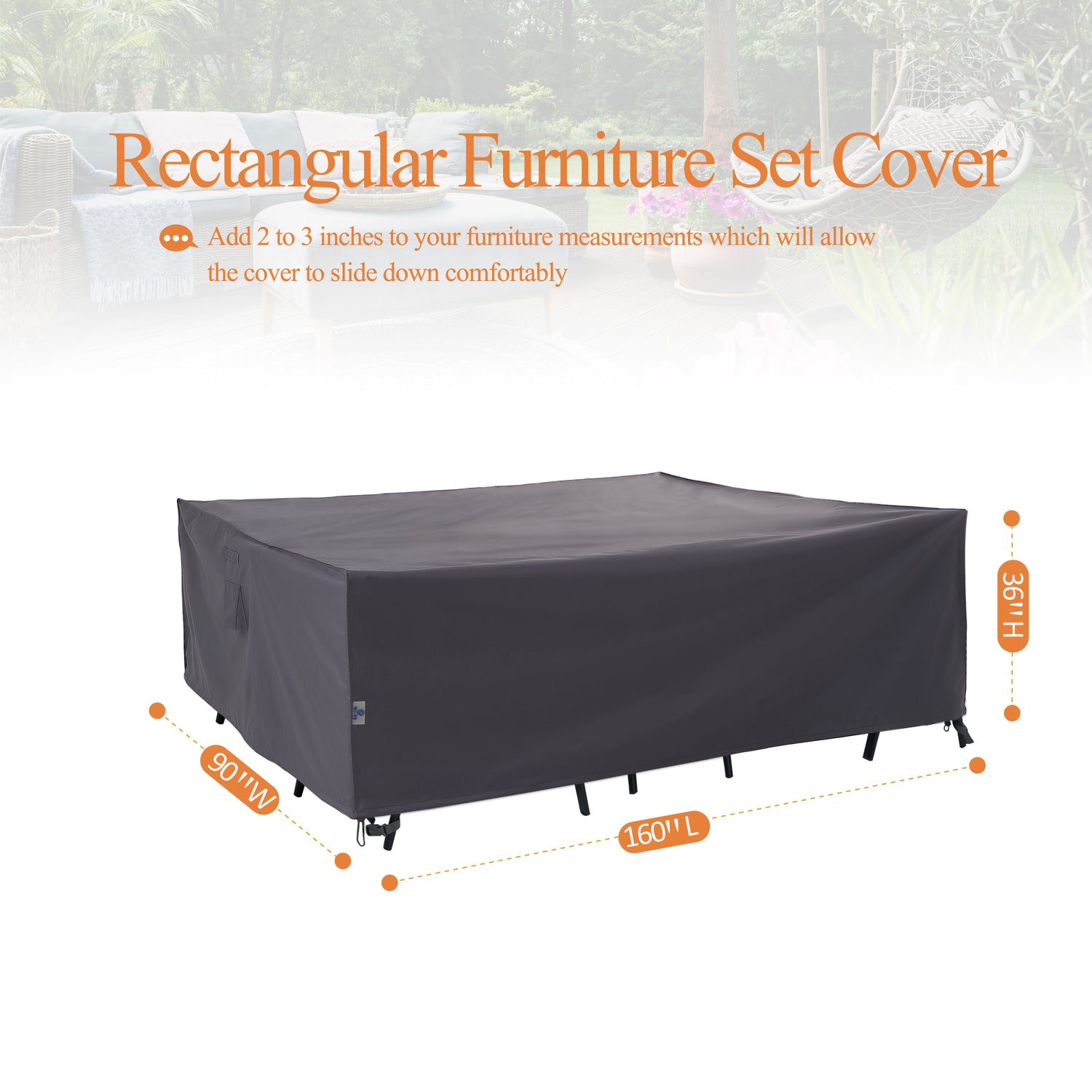 Waterproof Outdoor Patio Rectangular Cover - Gray - Dancing Garden Collection