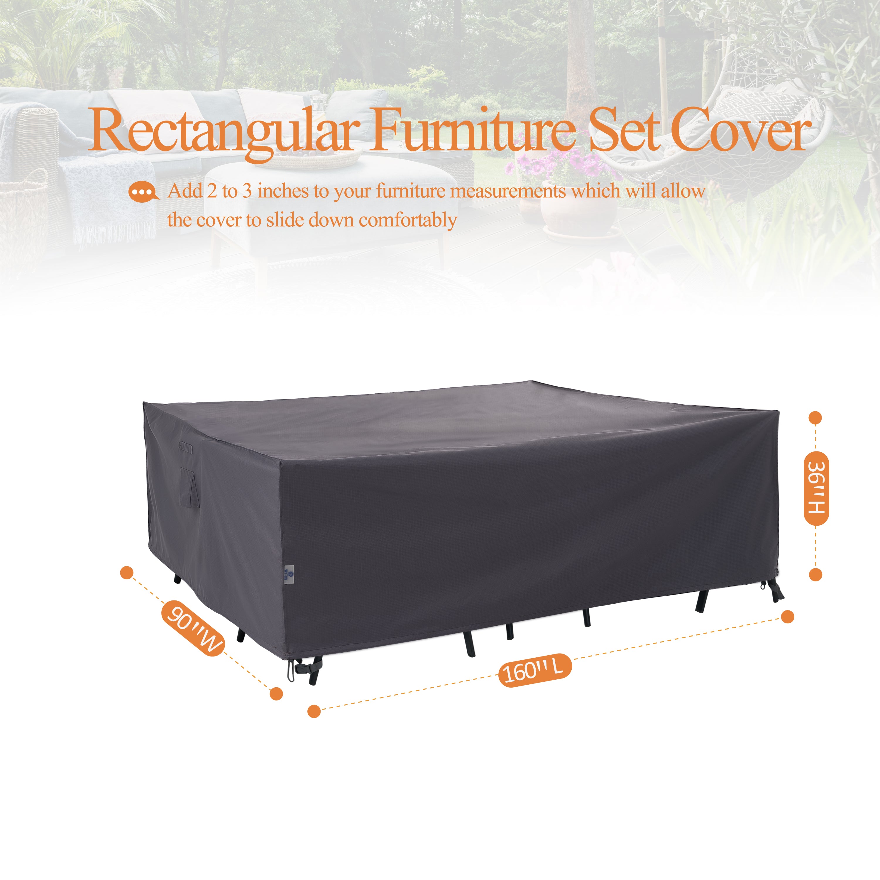 Waterproof Outdoor Patio Rectangular Cover - Gray - Dancing Garden Collection