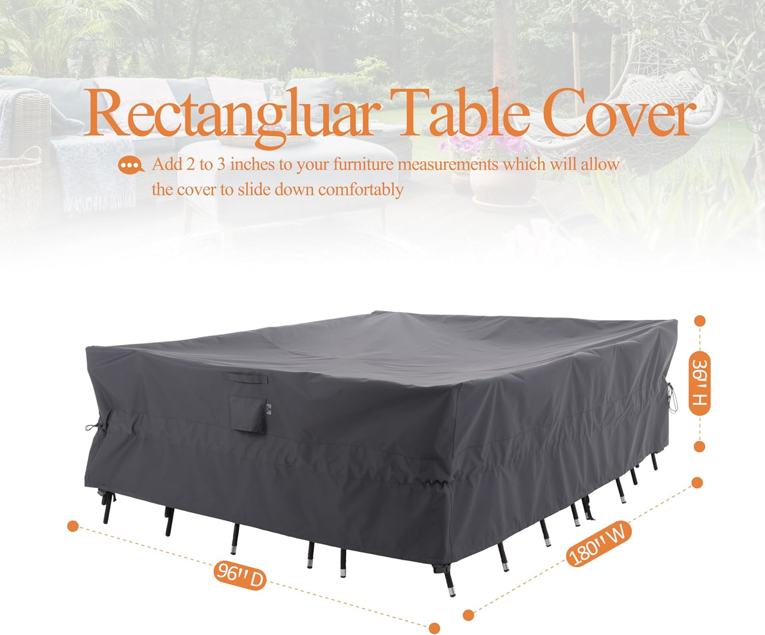 Waterproof Outdoor Patio Rectangular Cover - Gray - Dancing Garden Collection