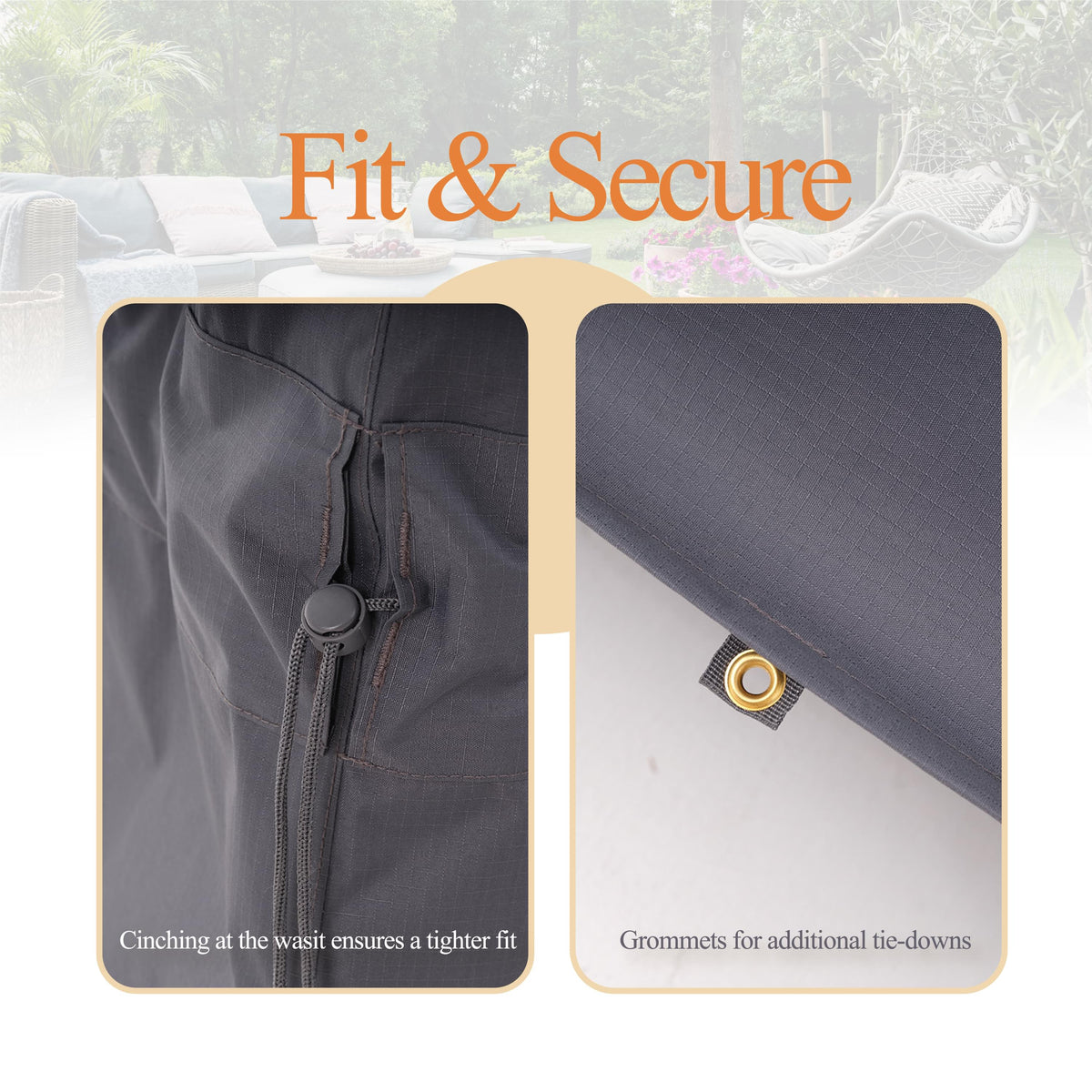 Waterproof Outdoor Patio Round Cover - Gray - Dancing Garden Collection.