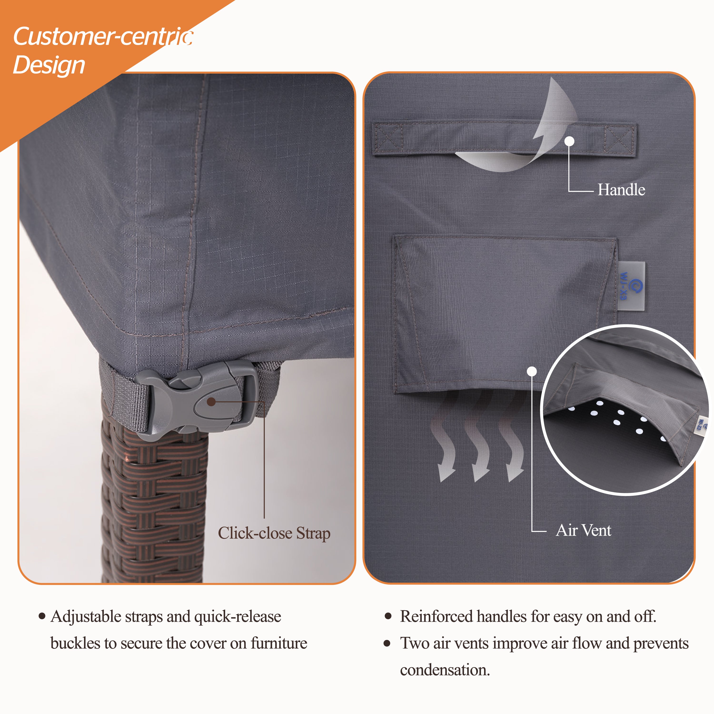 Waterproof Outdoor Patio Rectangular Cover - Gray - Dancing Garden Collection