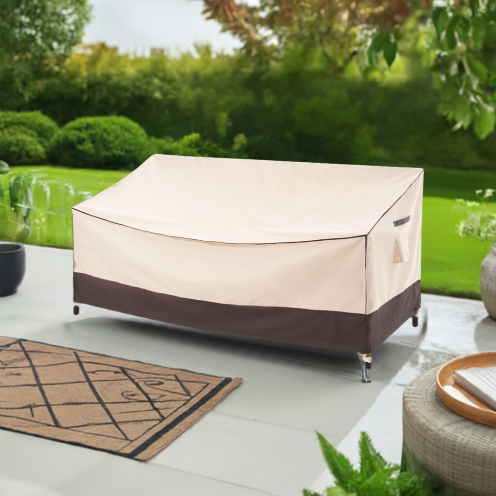 2025 Edition Waterproof Outdoor Patio Sofa/Bench/Loveseat Cover - Beige+Coffee