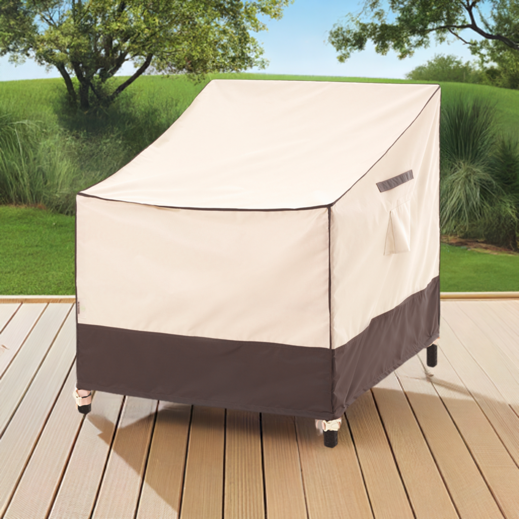 2025 Edition Waterproof Outdoor Patio Chair Covers - Beige+Coffee - 2 Packs