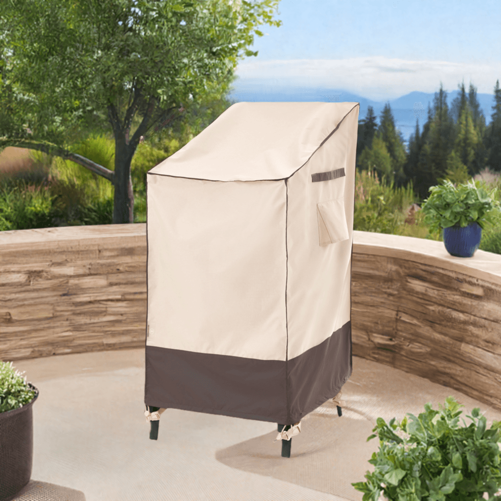 2025 Edition Waterproof Outdoor Patio Stackable Chair Cover - Beige+Coffee.