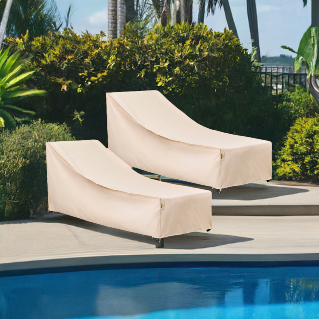 2025 Edition Waterproof Outdoor Patio Chaise Lounge Chair Covers - Beige - 2 Packs