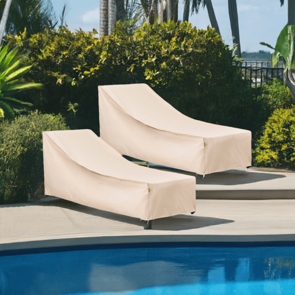 2025 Edition Waterproof Outdoor Patio Chaise Lounge Chair Covers - Beige - 2 Packs.