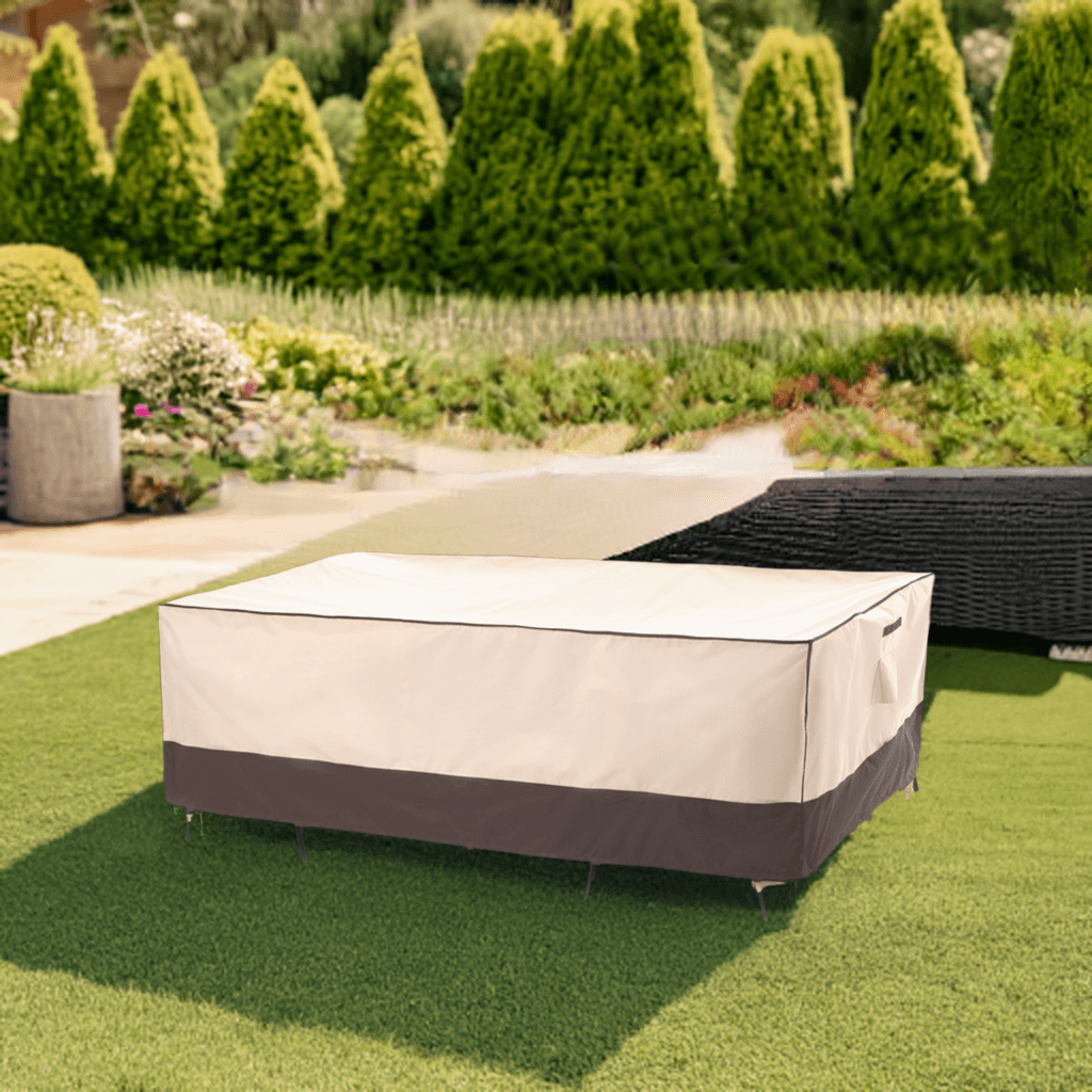 2025 Edition Waterproof Outdoor Patio Rectangular Cover - Beige+Coffee.