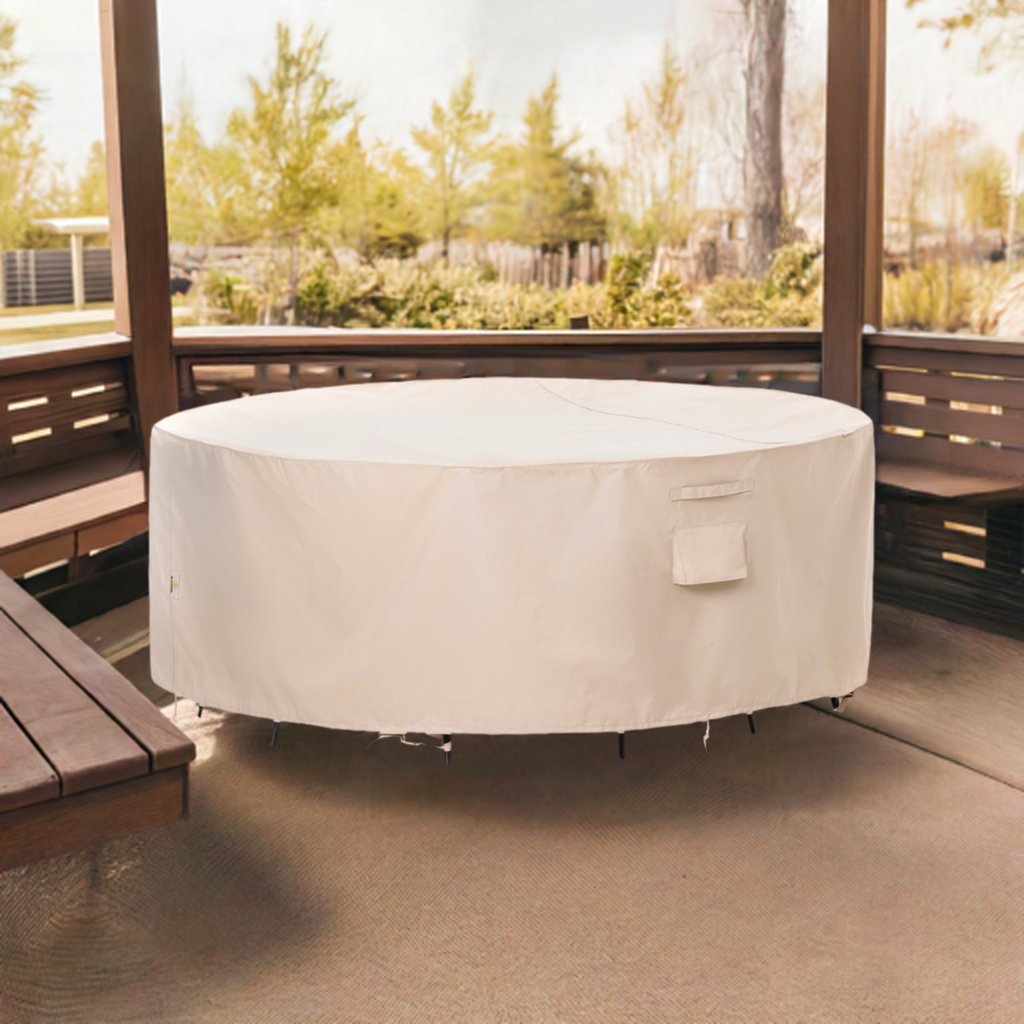 2025 Edition Waterproof Outdoor Patio Round Cover - Beige