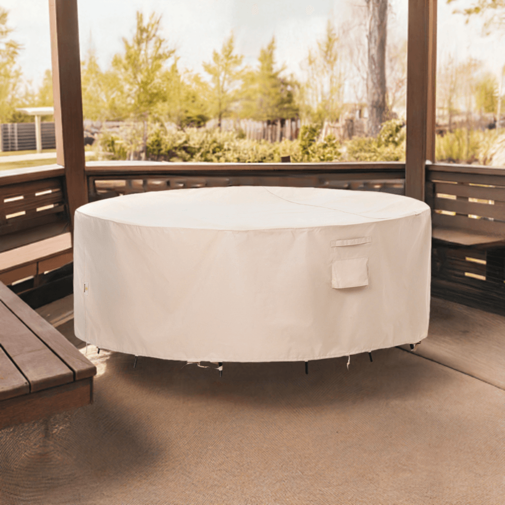 2025 Edition Waterproof Outdoor Patio Round Cover - Beige.