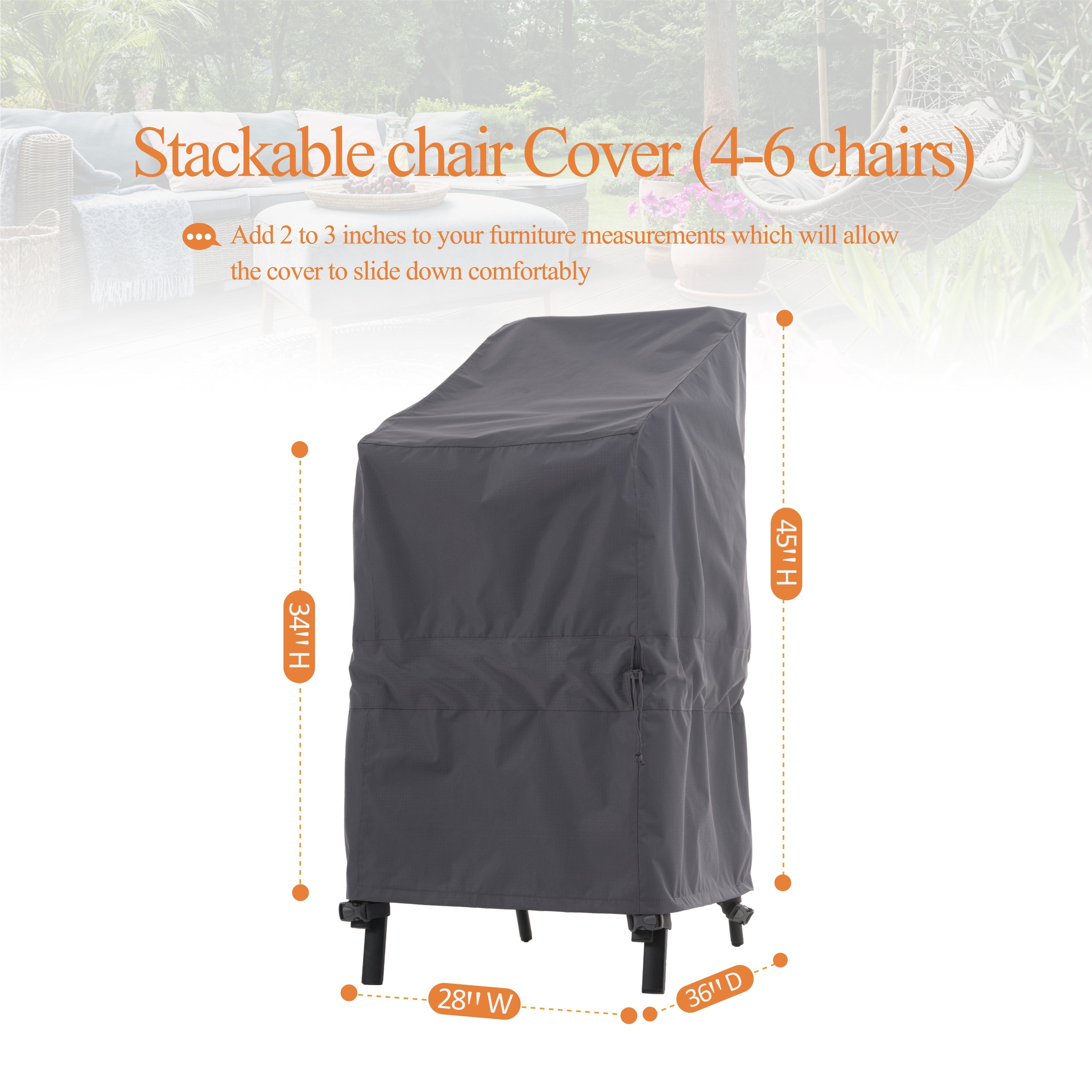 Waterproof Outdoor Patio Stackable Chair Cover - Gray - Dancing Garden Collection