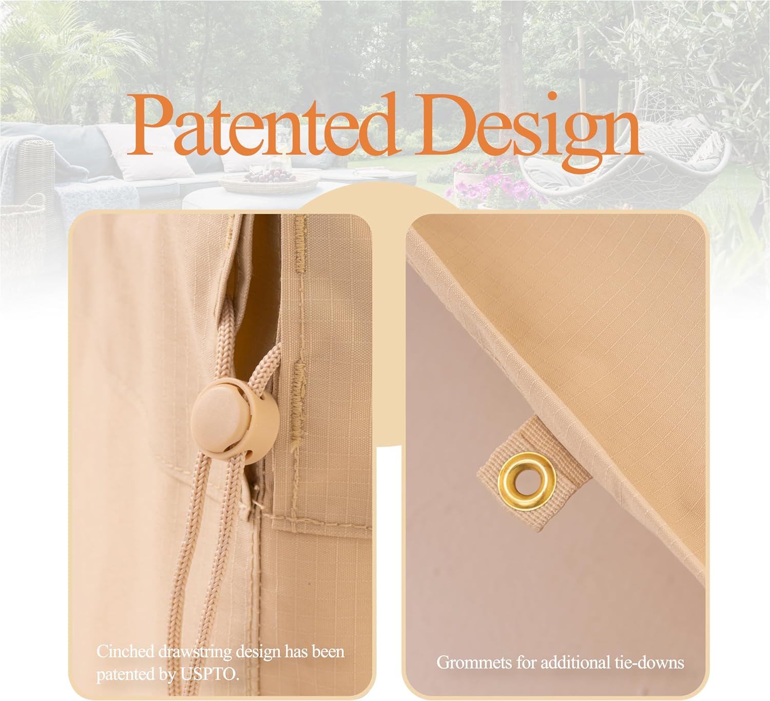 Waterproof Outdoor Patio Rectangular Cover - Beige - Dancing Garden Collection