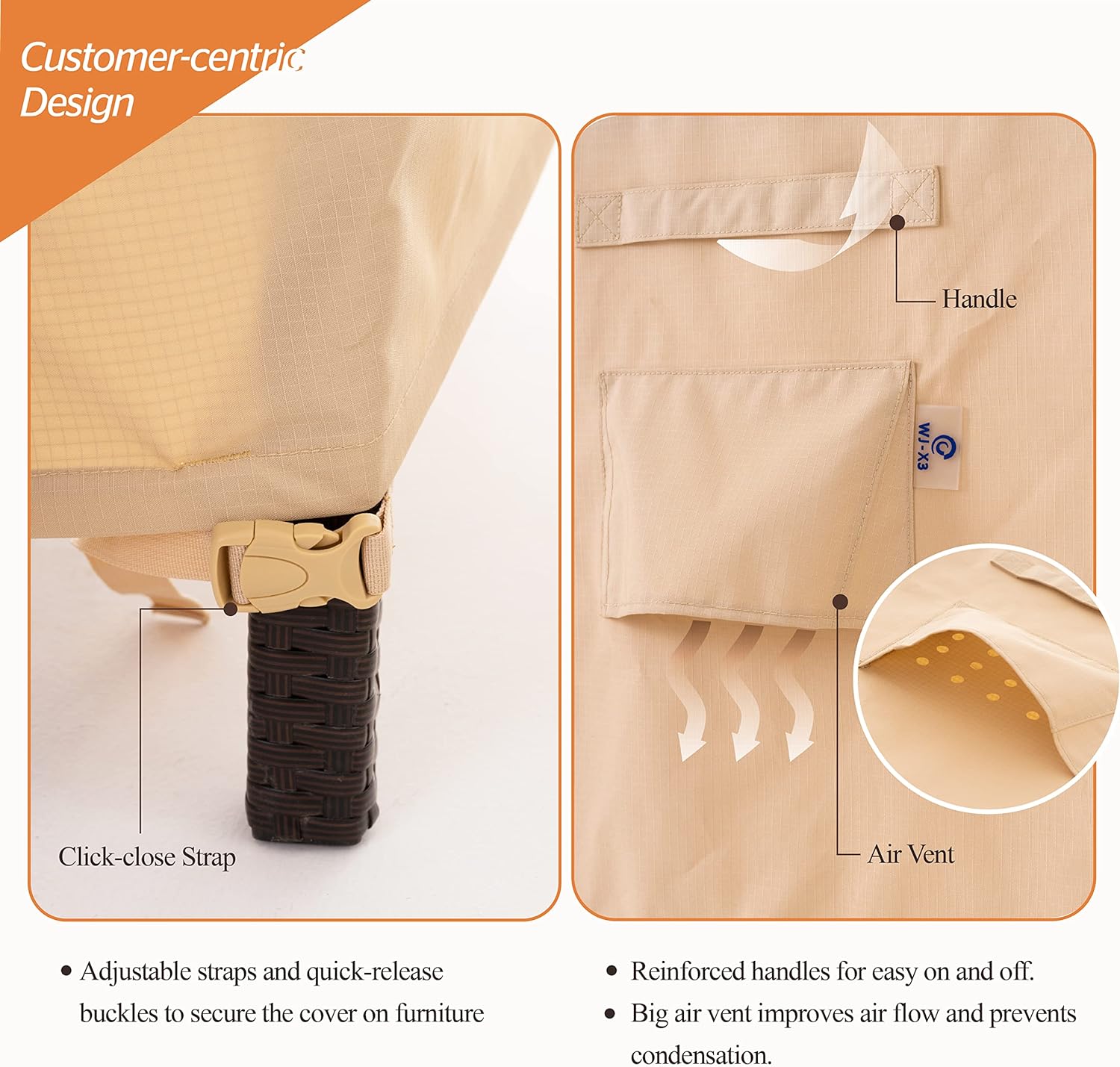 Waterproof Outdoor Patio Rectangular Cover - Beige - Dancing Garden Collection