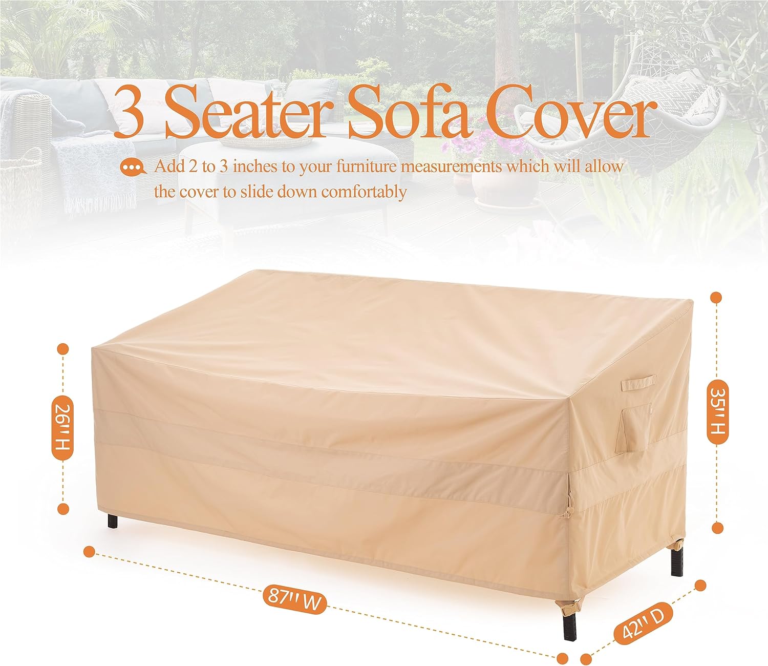 Waterproof Outdoor Patio Sofa/Loveseat/Bench Cover - Beige - Dancing Garden Collection