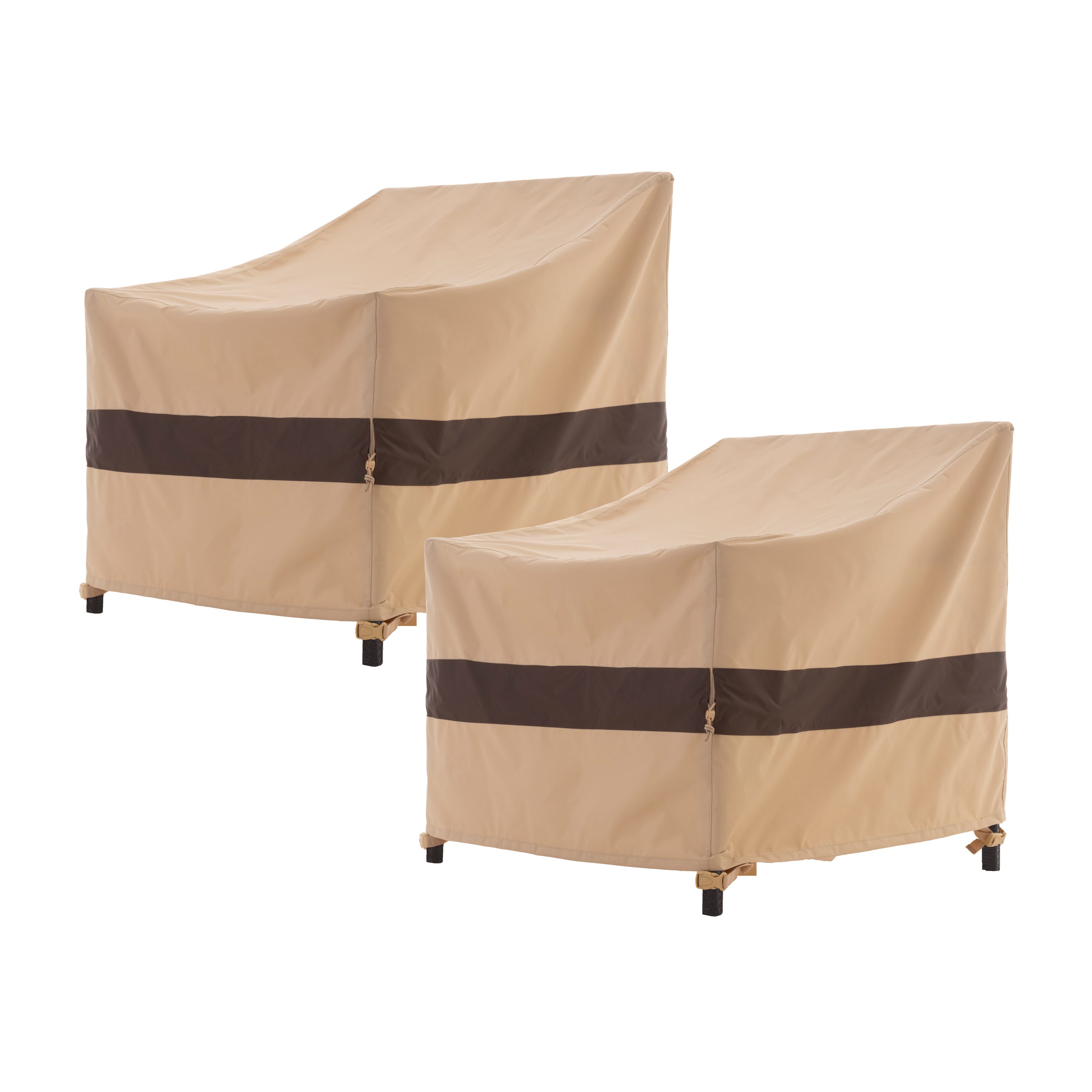 Waterproof Outdoor Patio Chair Covers - Beige+Coffee - 2Packs - Dancing Garden Collection