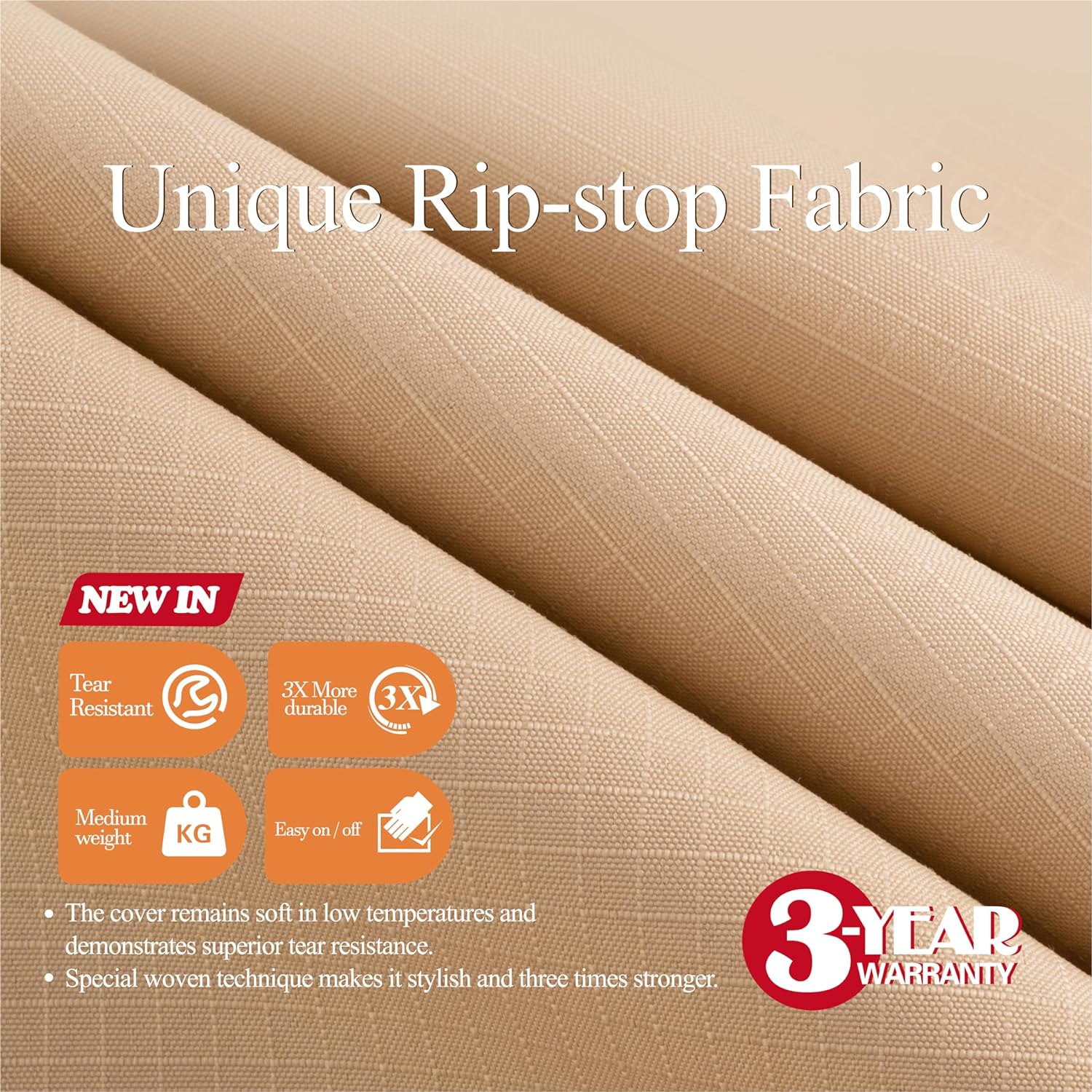 Waterproof Outdoor Patio Rectangular Cover - Beige+Coffee - Dancing Garden Collection