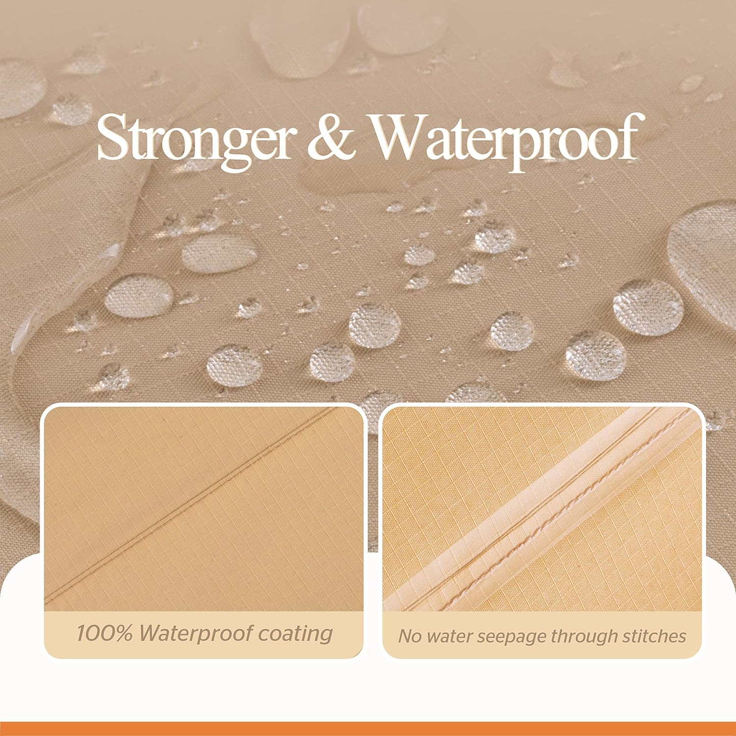Waterproof Outdoor Patio Rectangular Cover - Beige+Coffee - Dancing Garden Collection