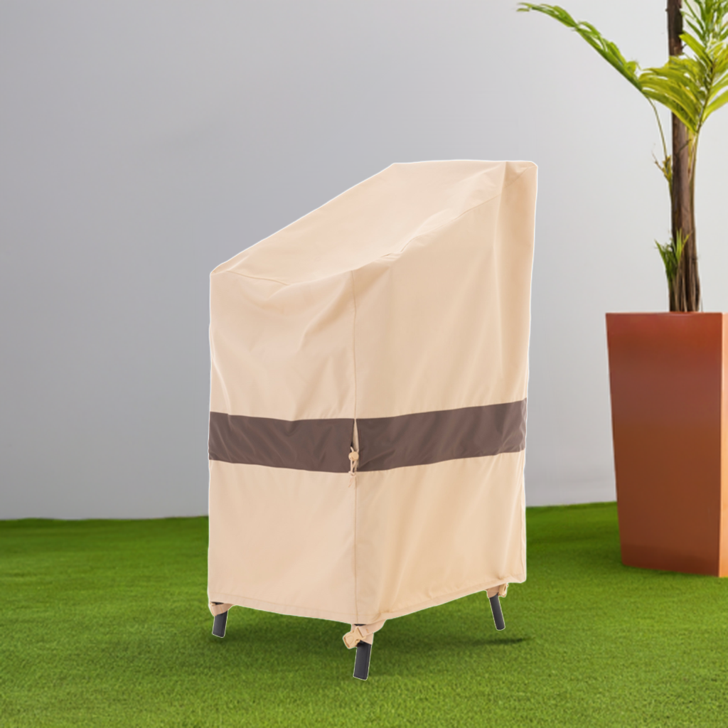 Waterproof Outdoor Patio Stackable Chair Cover - Beige+Coffee - Dancing Garden Collection