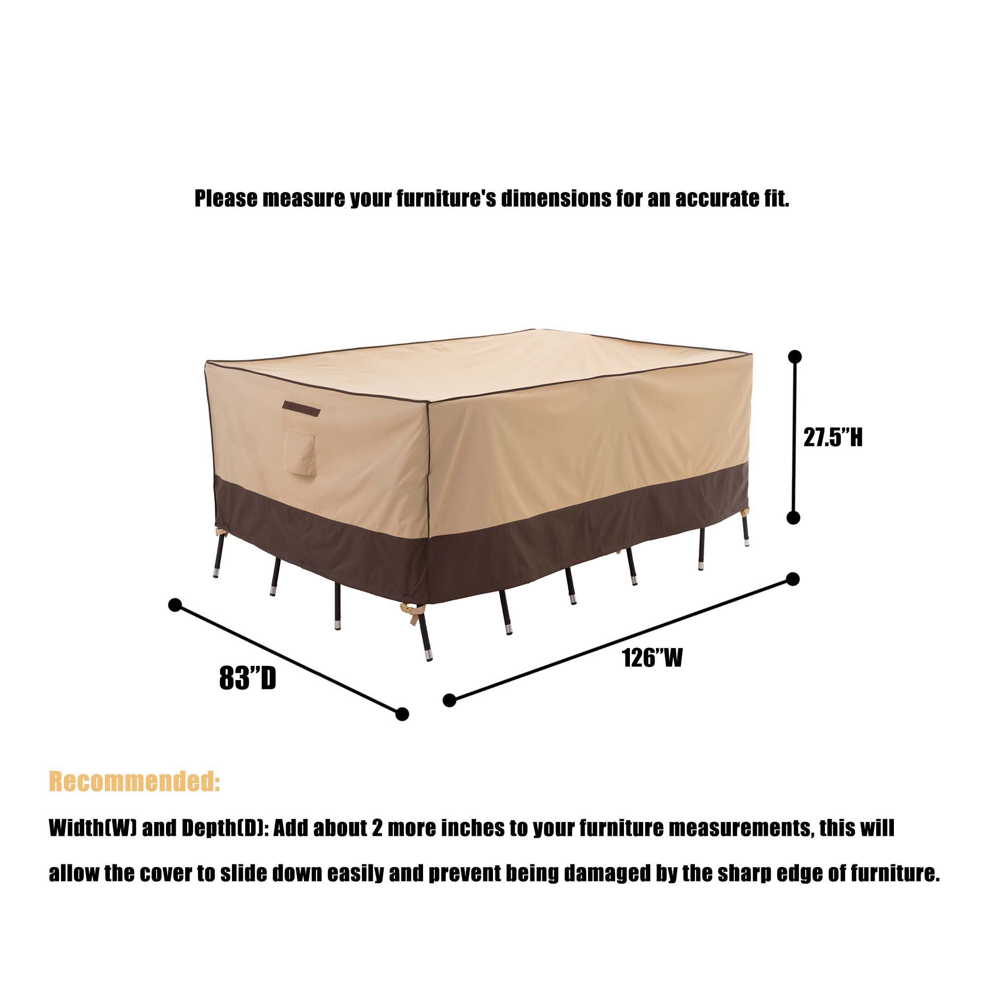2025 Light Weight Edition Waterproof Outdoor Patio Rectangular Cover - Beige+Brown