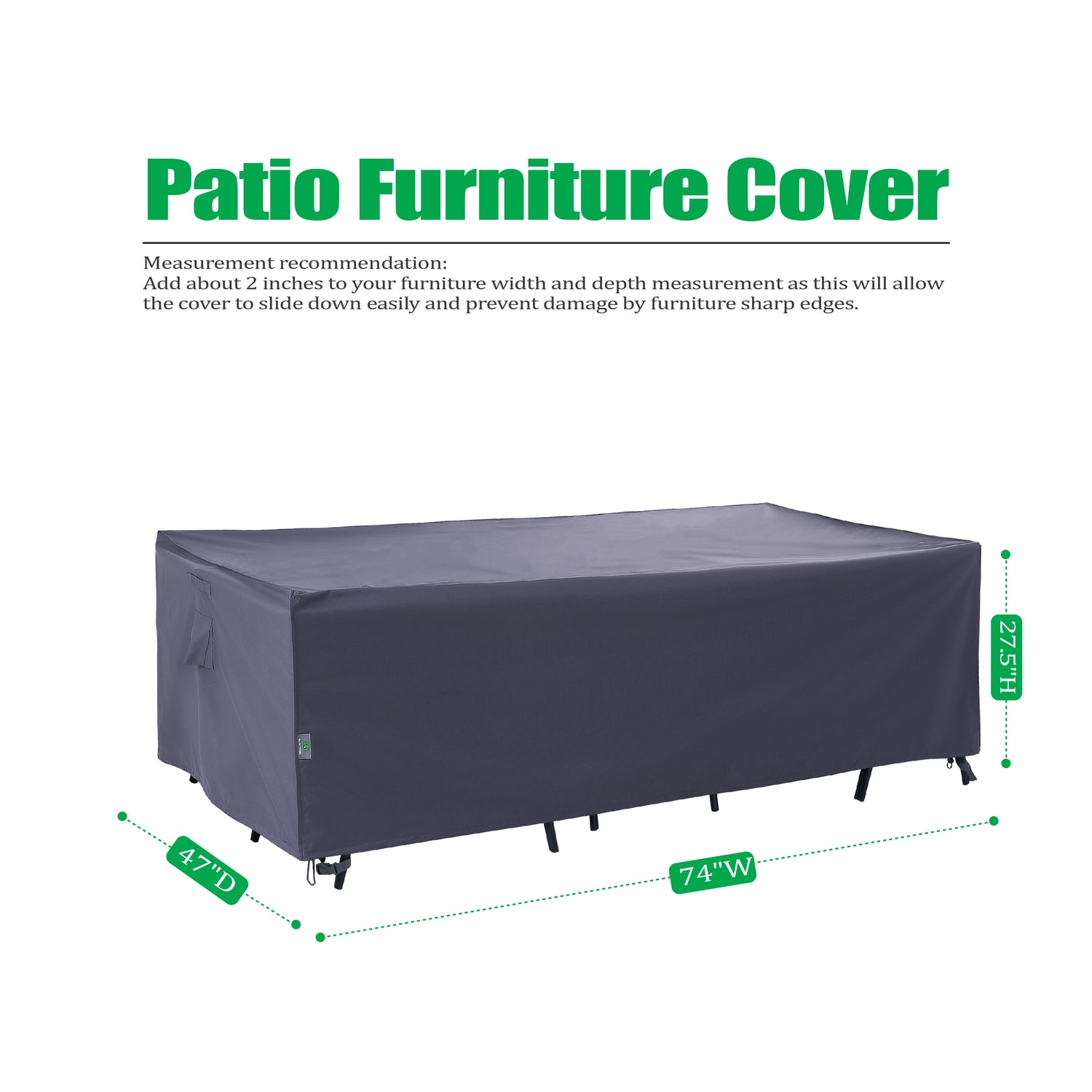 2025 Edition Waterproof Outdoor Patio Rectangular Cover - Grey
