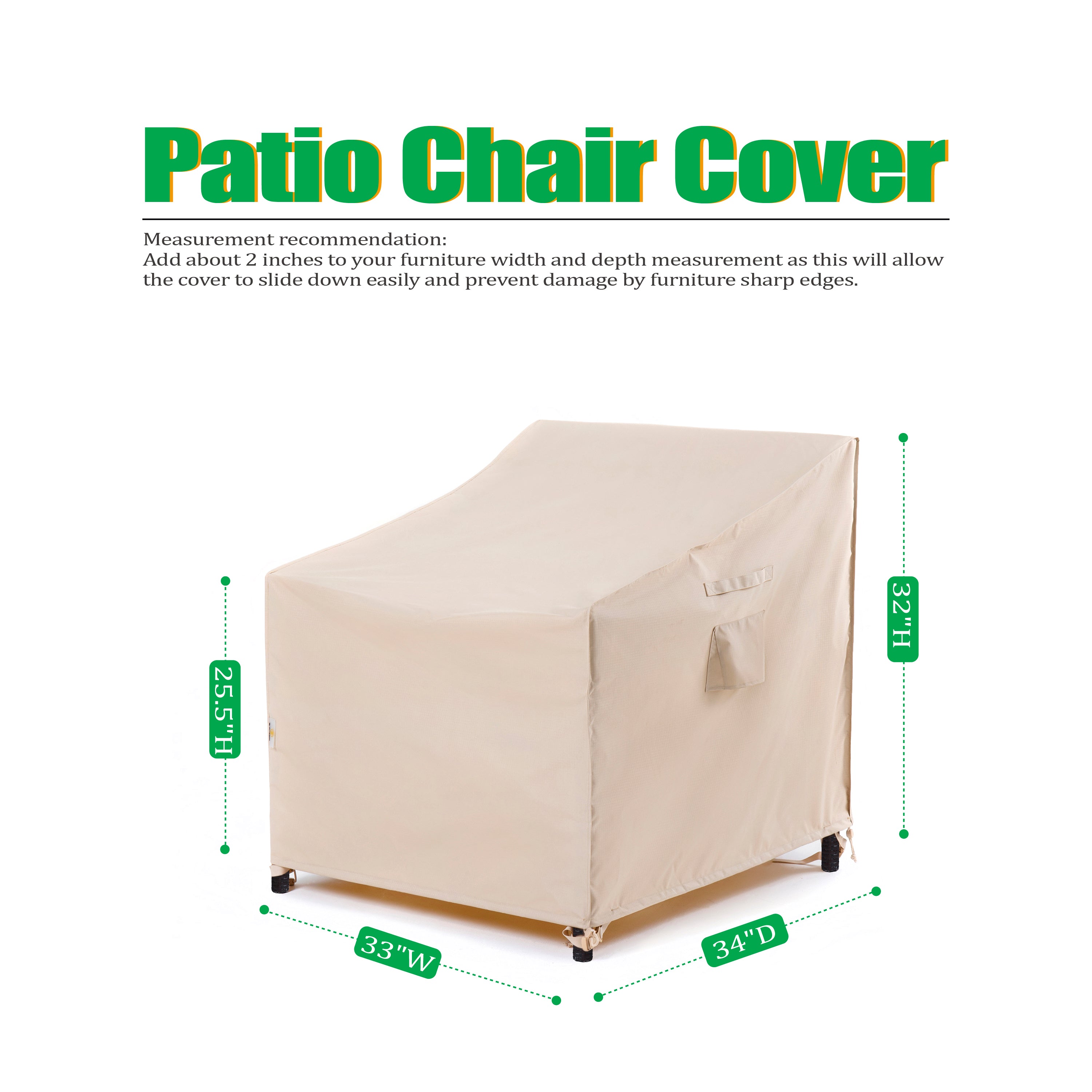 2025 Edition Waterproof Outdoor Patio Chair Cover - Beige
