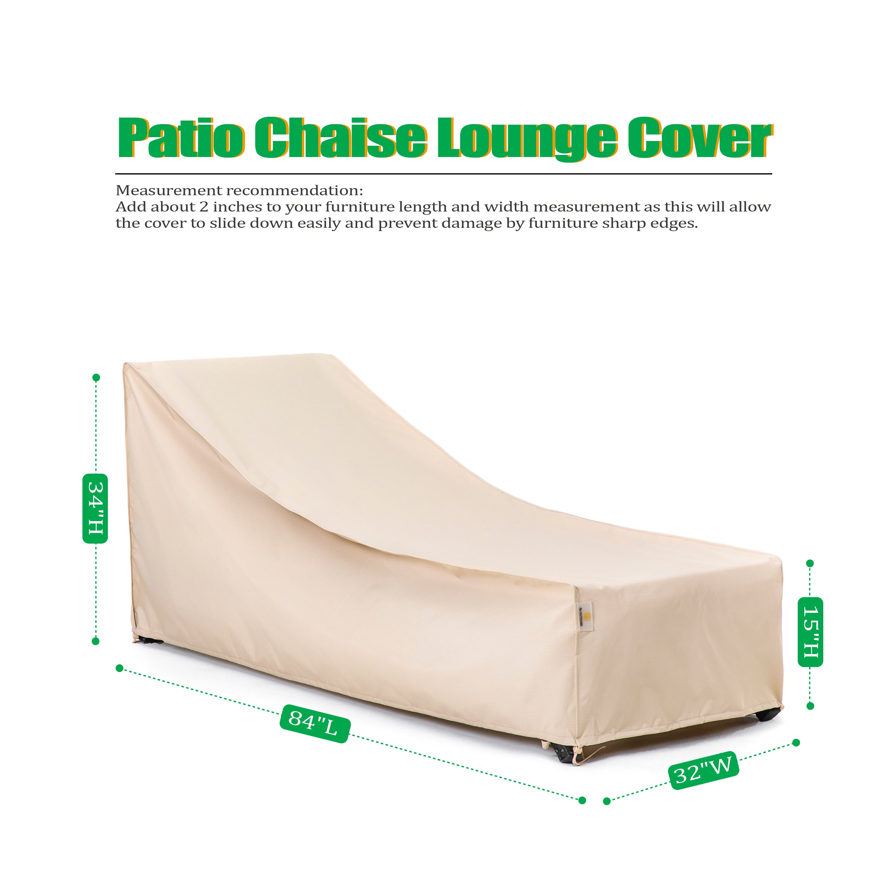 2025 Edition Waterproof Outdoor Patio Chaise Lounge Chair Covers - Beige - 2 Packs