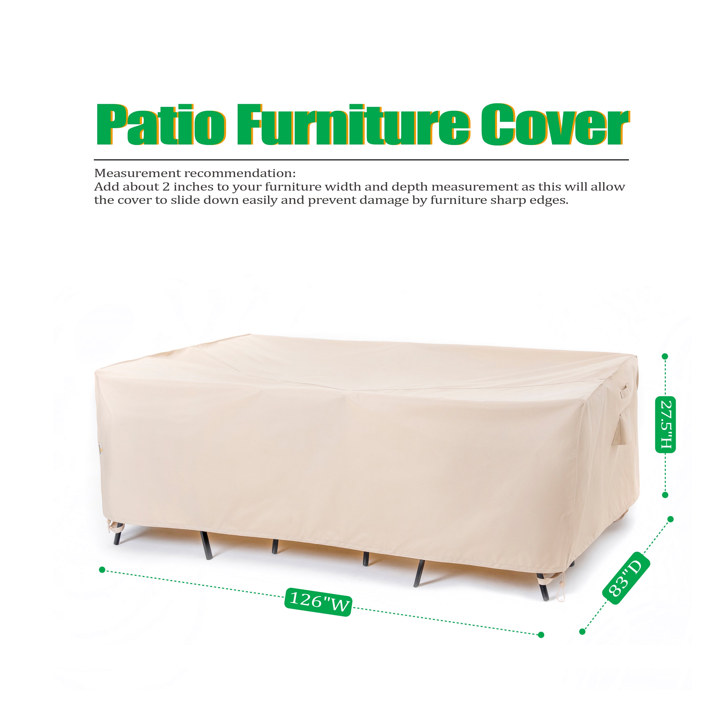 2025 Edition Waterproof Outdoor Patio Rectangular Cover - Beige