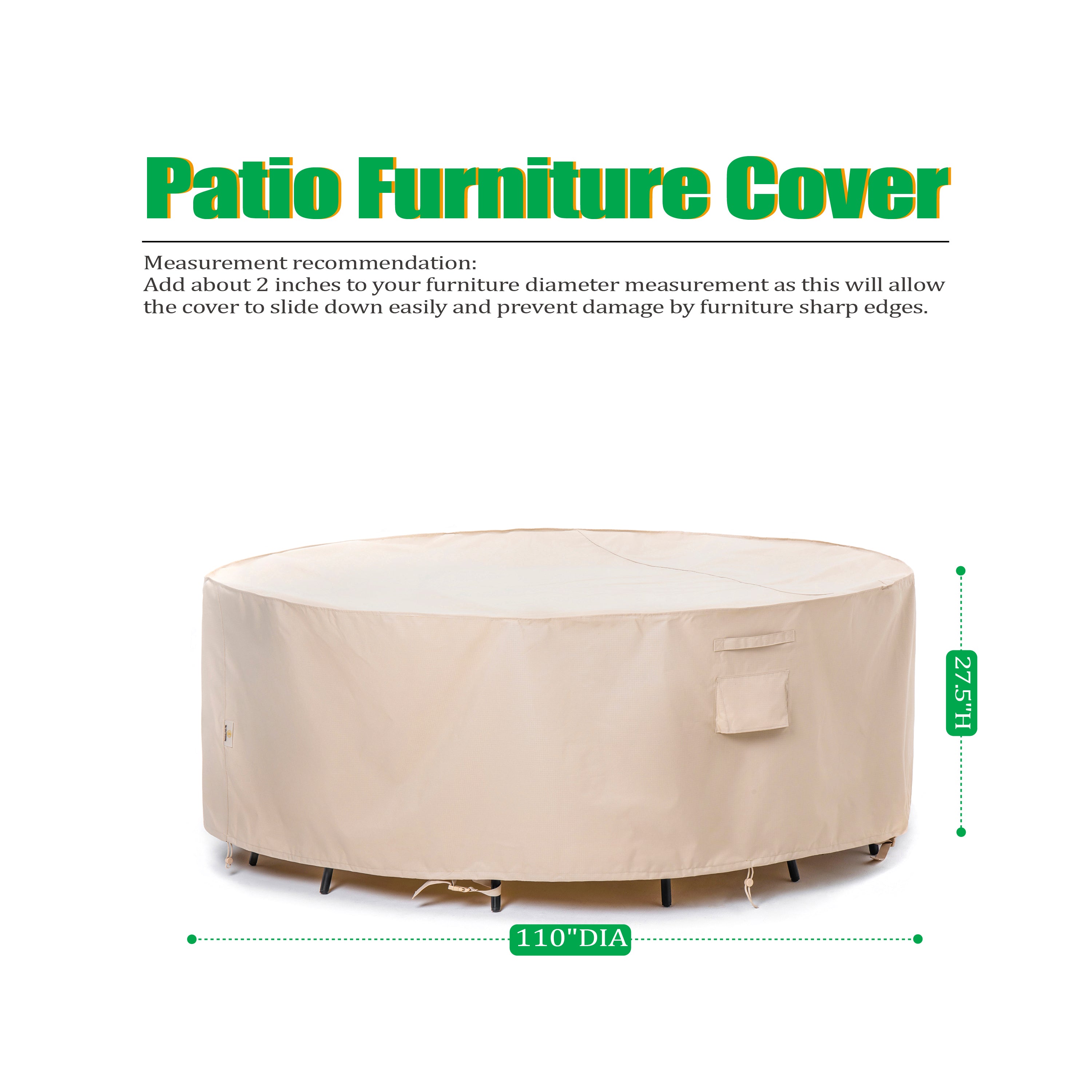 2025 Edition Waterproof Outdoor Patio Round Cover - Beige