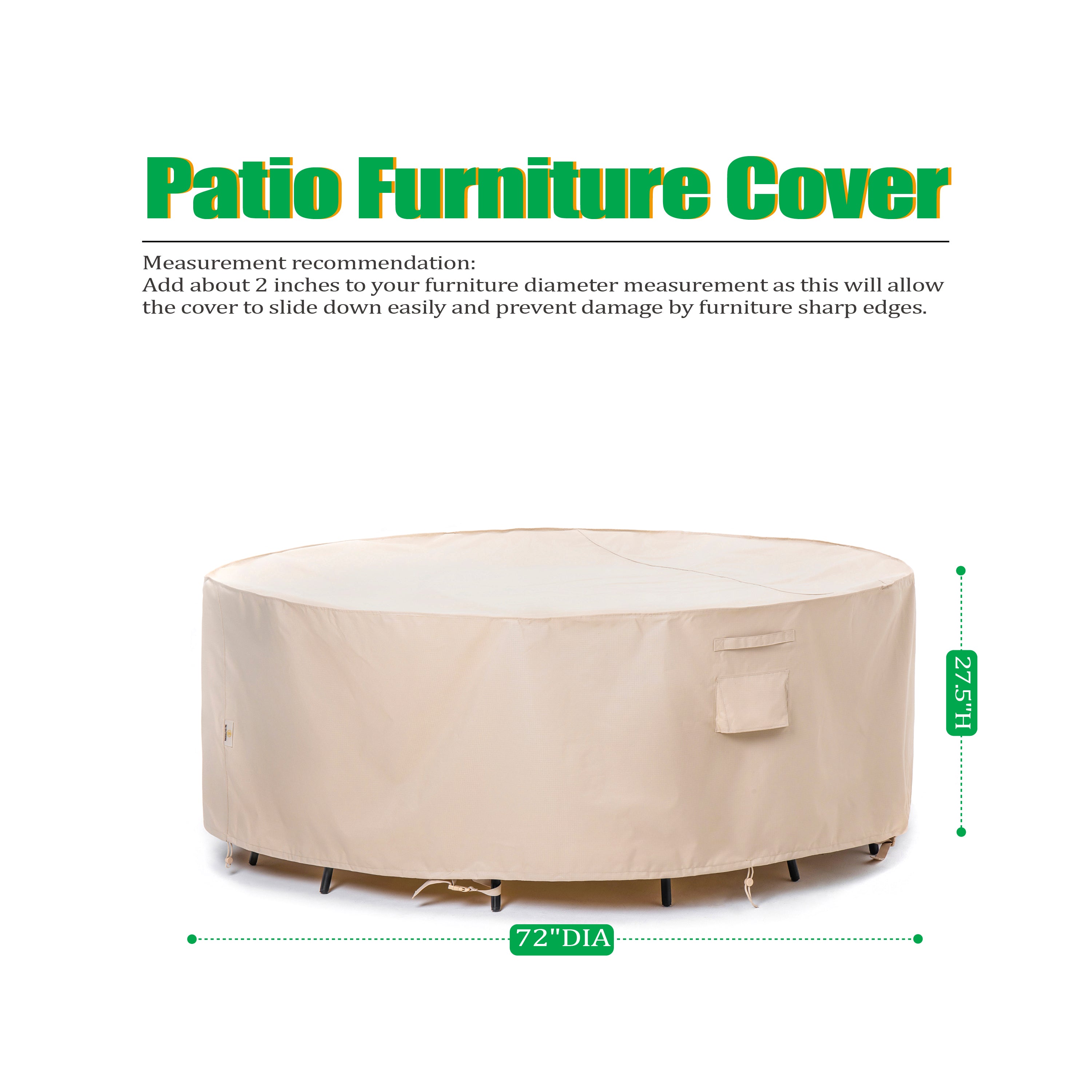2025 Edition Waterproof Outdoor Patio Round Cover - Beige