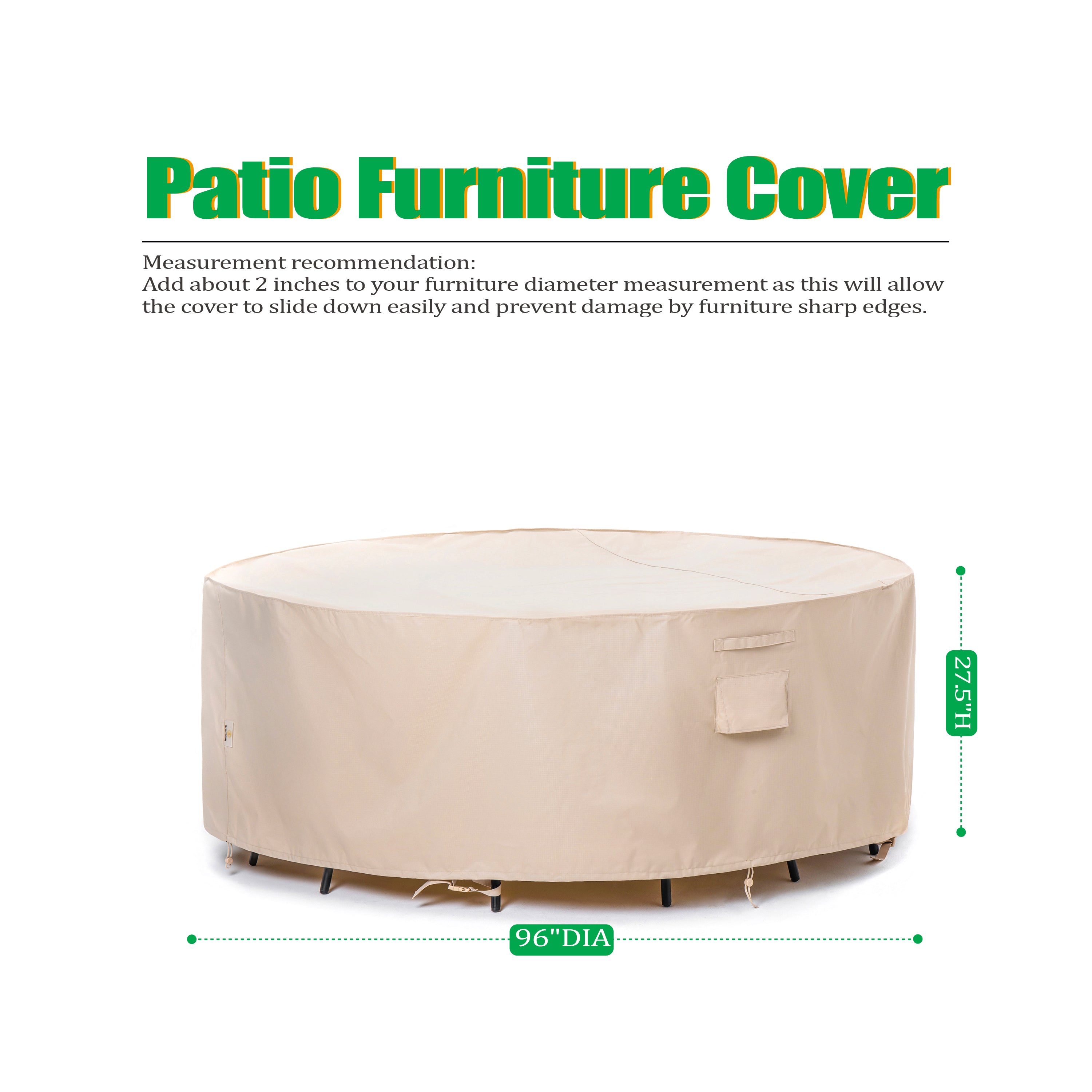 2025 Edition Waterproof Outdoor Patio Round Cover - Beige