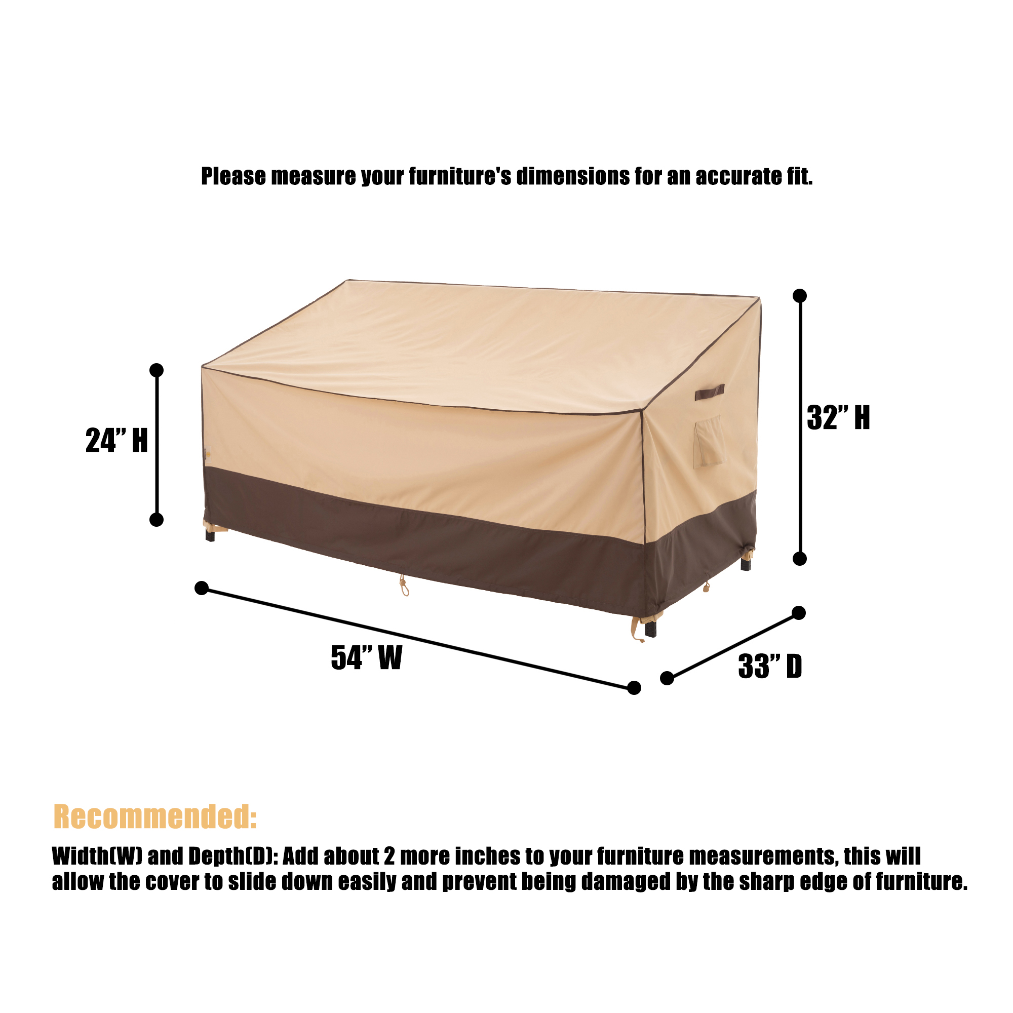 2025 Light Weight Edition Waterproof Outdoor Patio Sofa/Bench/Loveseat Cover - Beige+Brown