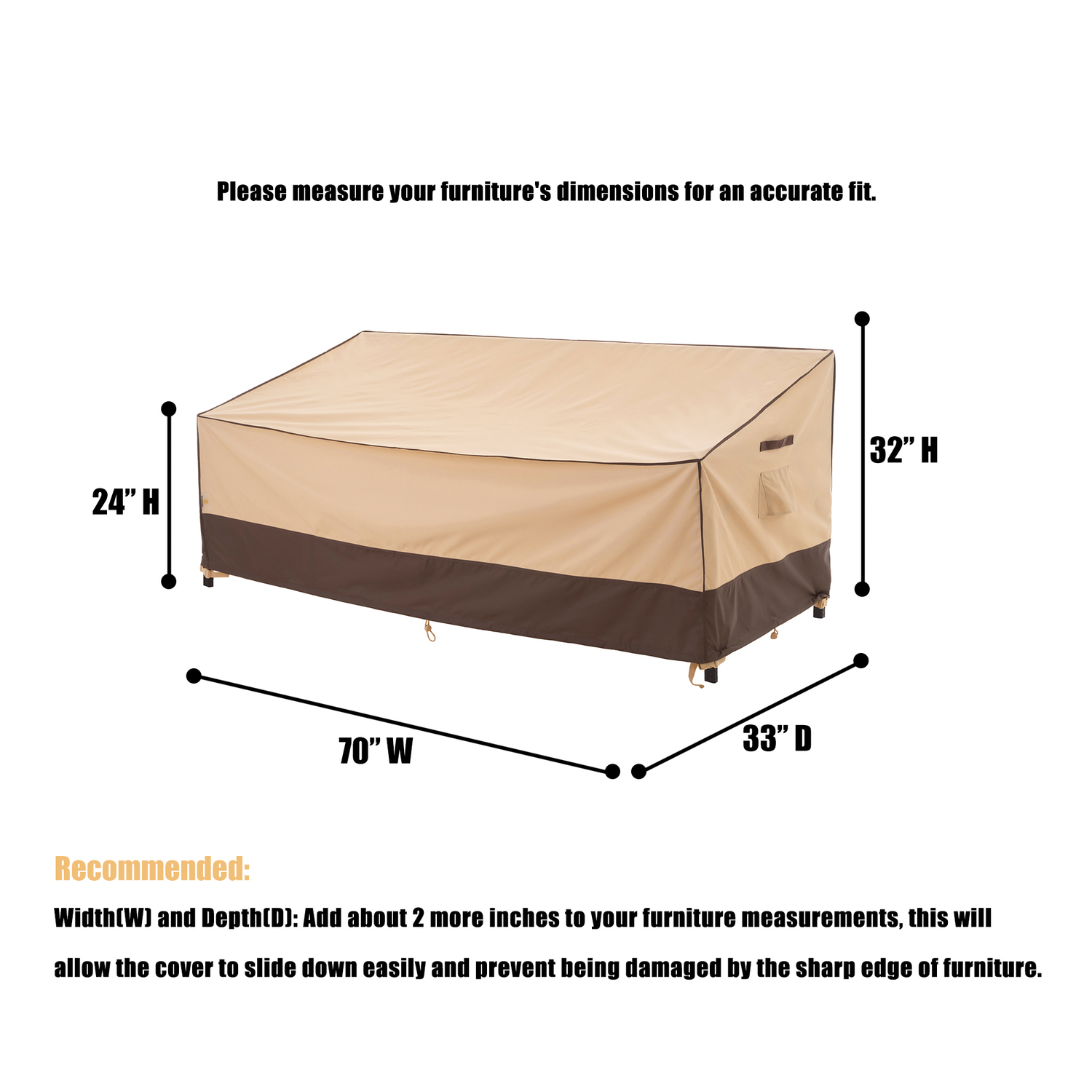 2025 Light Weight Edition Waterproof Outdoor Patio Sofa/Bench/Loveseat Cover - Beige+Brown