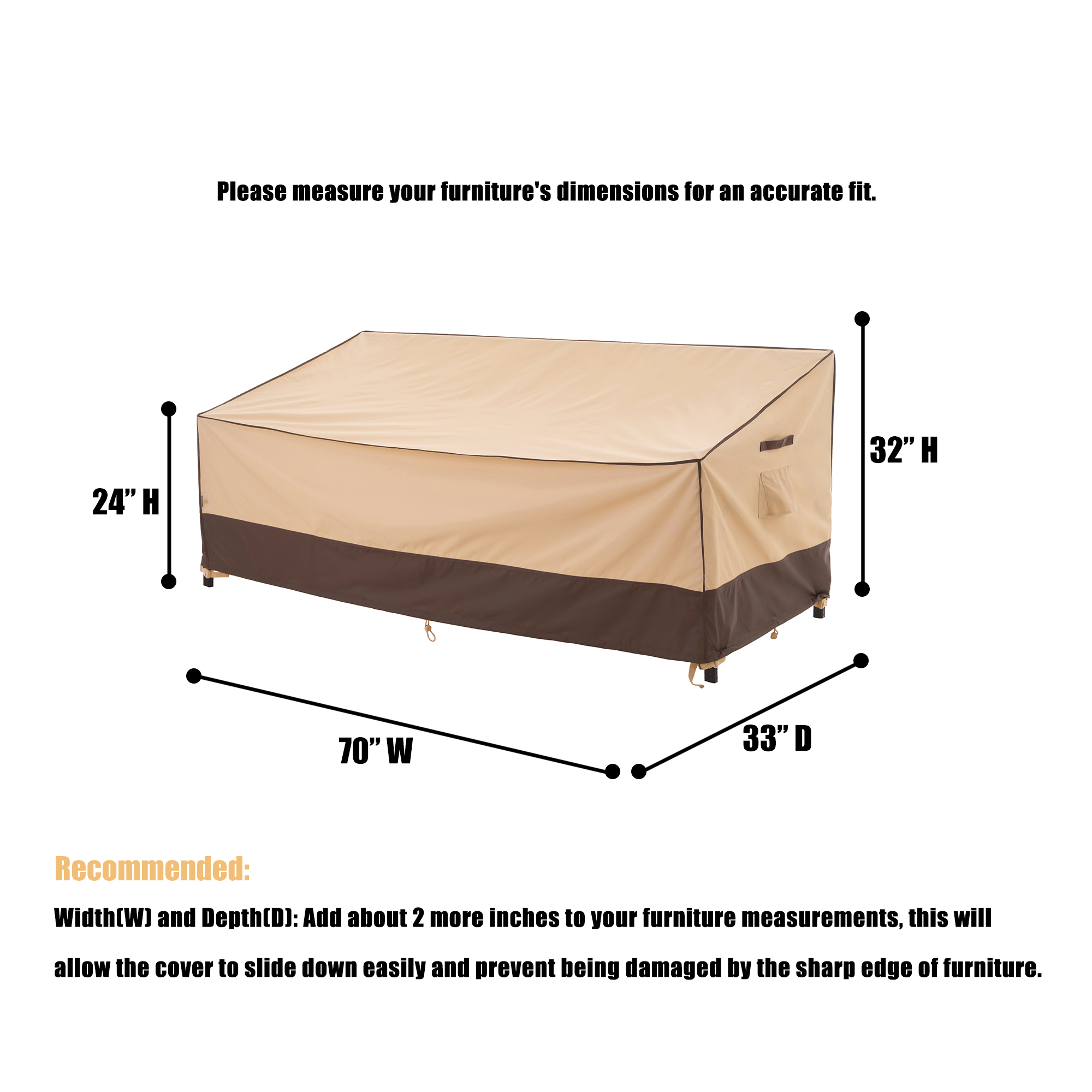 2025 Light Weight Edition Waterproof Outdoor Patio Sofa/Bench/Loveseat Cover - Beige+Brown