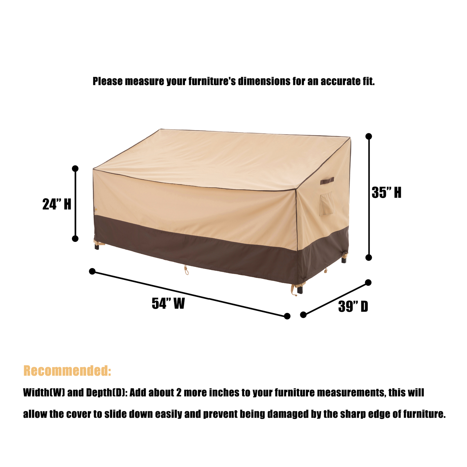 2025 Light Weight Edition Waterproof Outdoor Patio Sofa/Bench/Loveseat Cover - Beige+Brown
