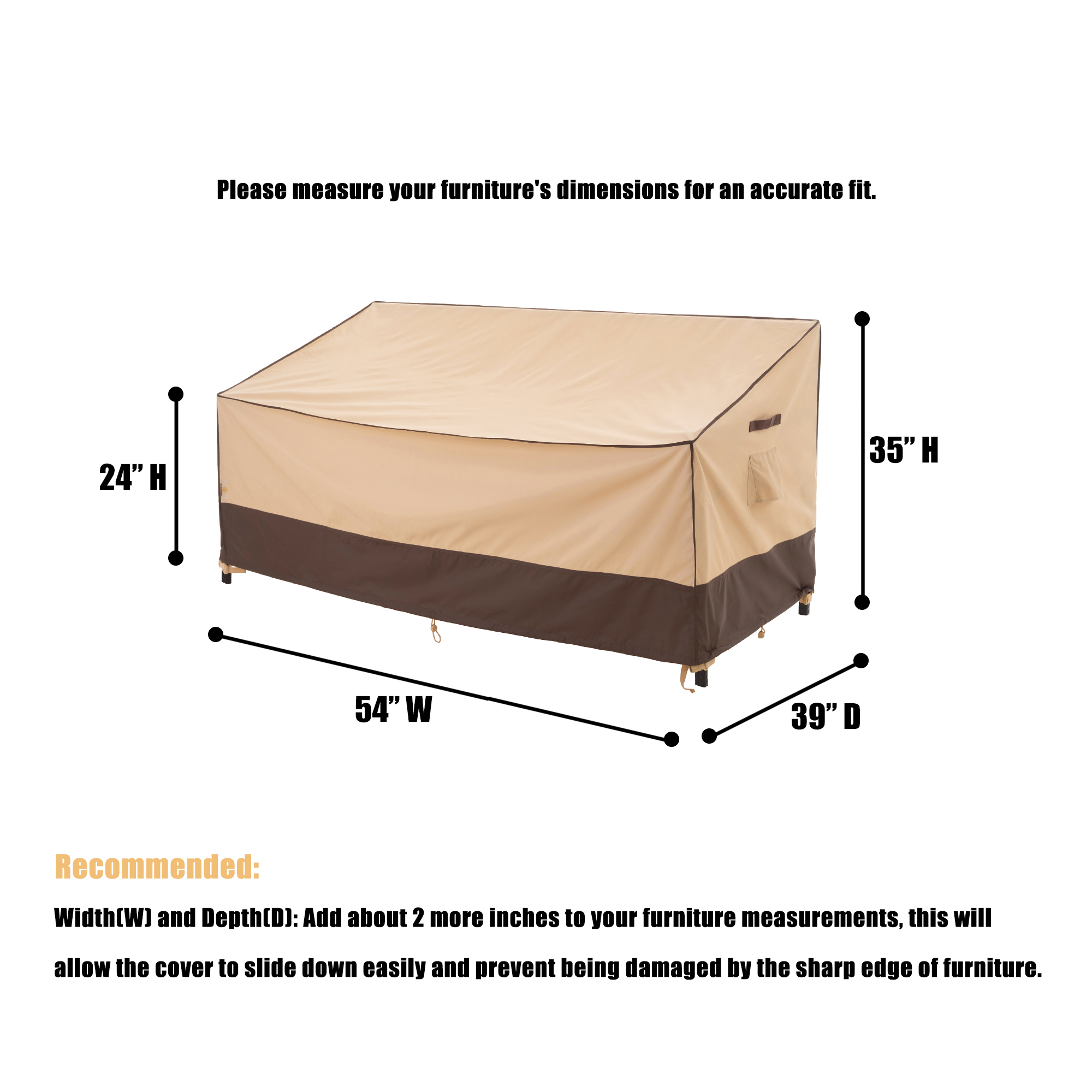2025 Light Weight Edition Waterproof Outdoor Patio Sofa/Bench/Loveseat Cover - Beige+Brown