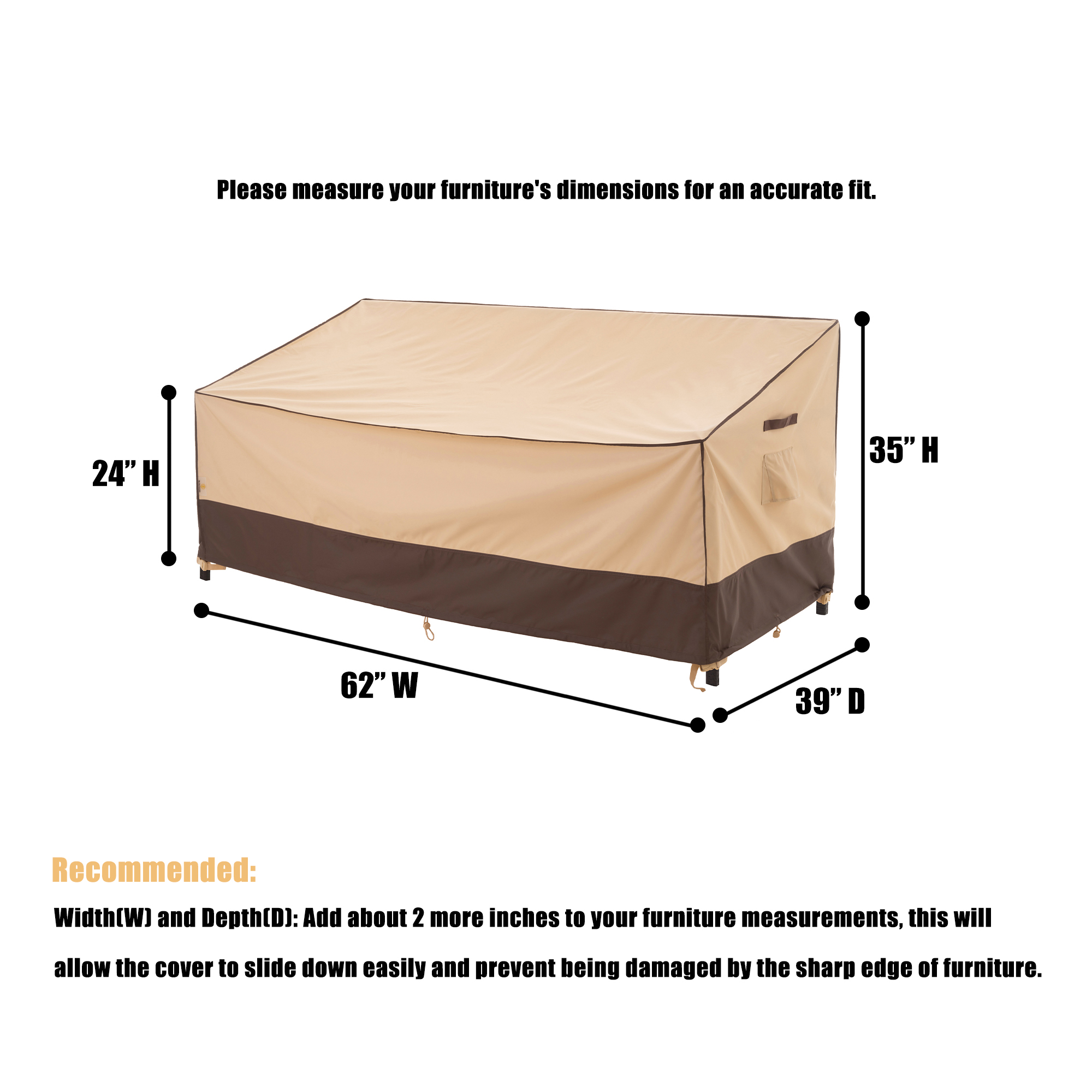 2025 Light Weight Edition Waterproof Outdoor Patio Sofa/Bench/Loveseat Cover - Beige+Brown