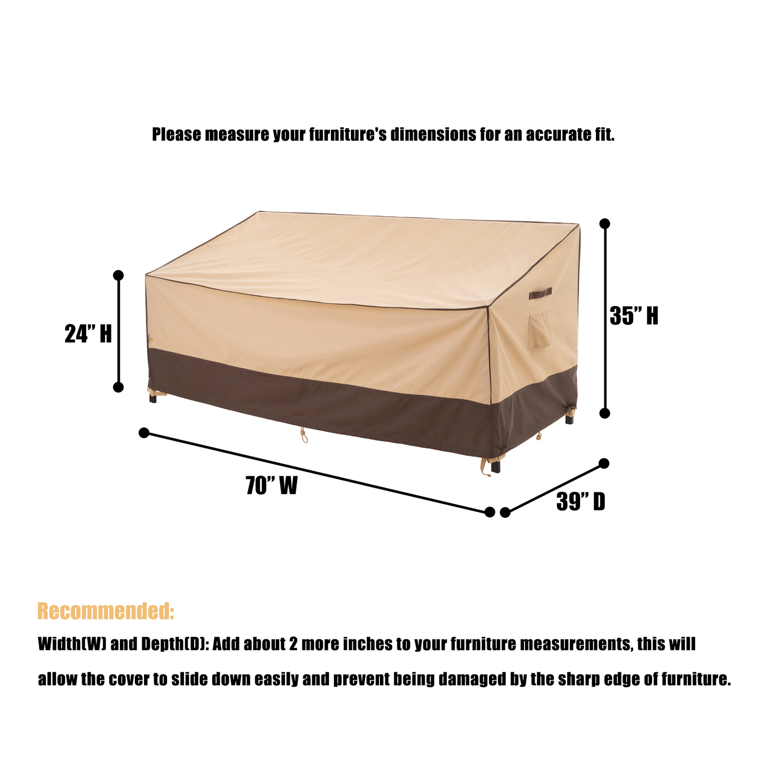 2025 Light Weight Edition Waterproof Outdoor Patio Sofa/Bench/Loveseat Cover - Beige+Brown