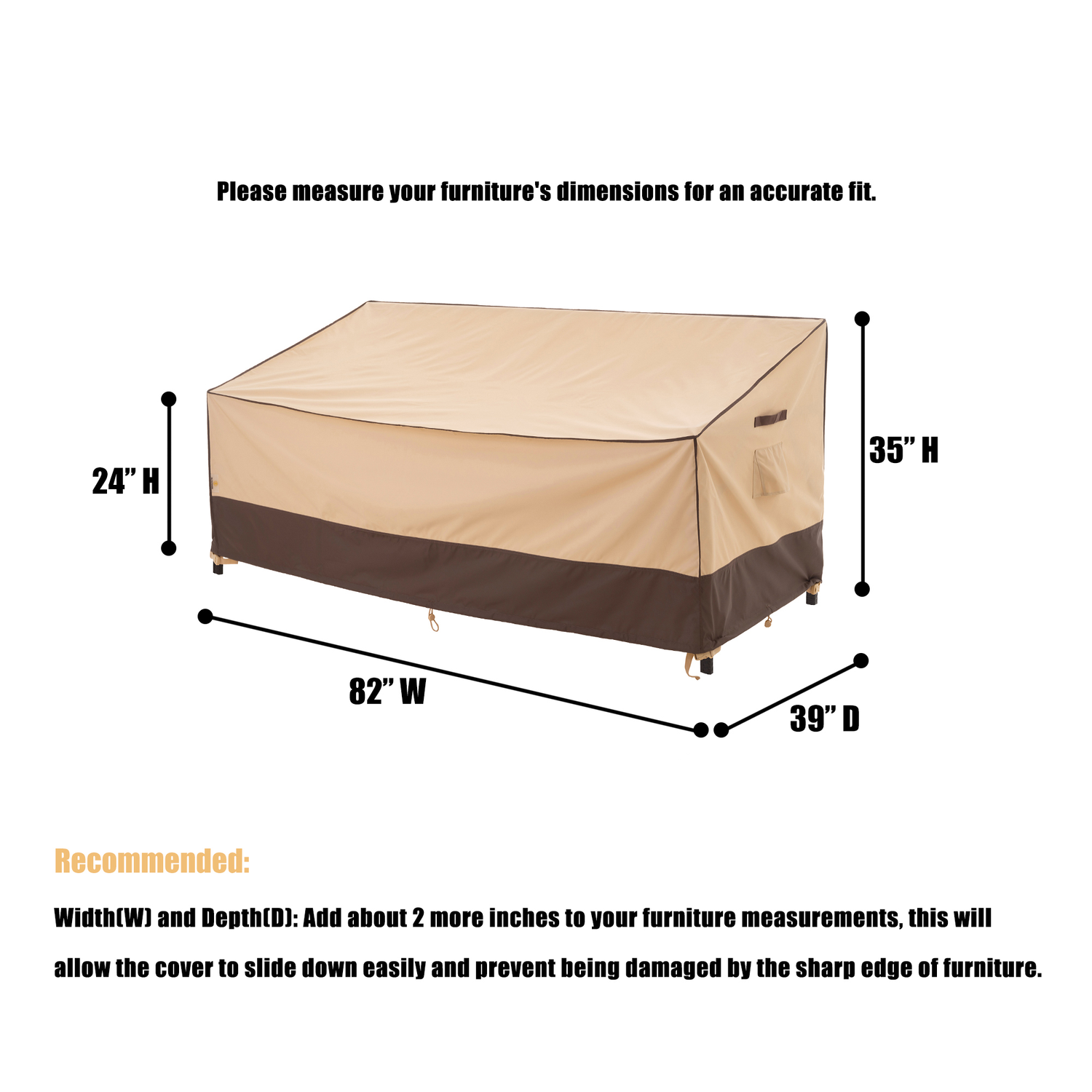 2025 Light Weight Edition Waterproof Outdoor Patio Sofa/Bench/Loveseat Cover - Beige+Brown