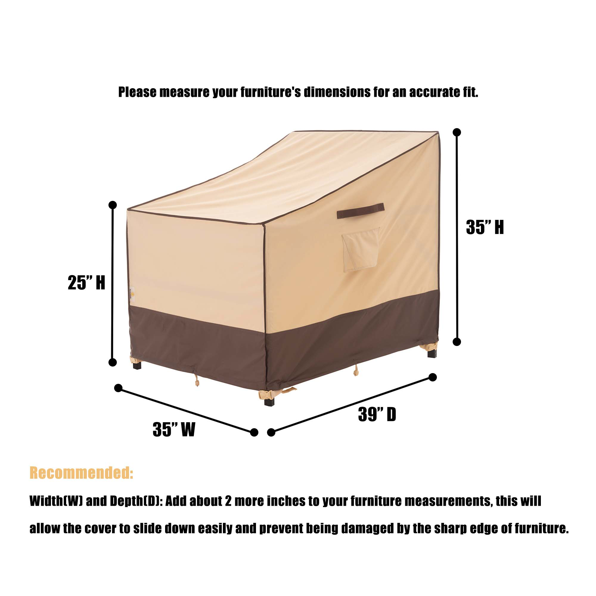 2025 Light Weight Edition Waterproof Outdoor Patio Chair Covers - Beige+Brown - 2 Packs
