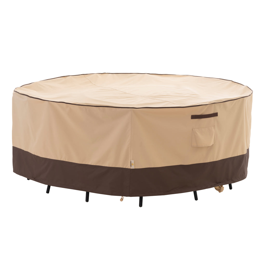 2025 Light Weight Edition Waterproof Outdoor Patio Round Cover - Beige+Brown