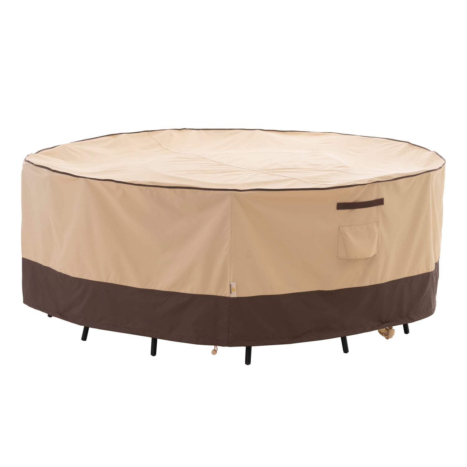 2025 Light Weight Edition Waterproof Outdoor Patio Round Cover - Beige+Brown