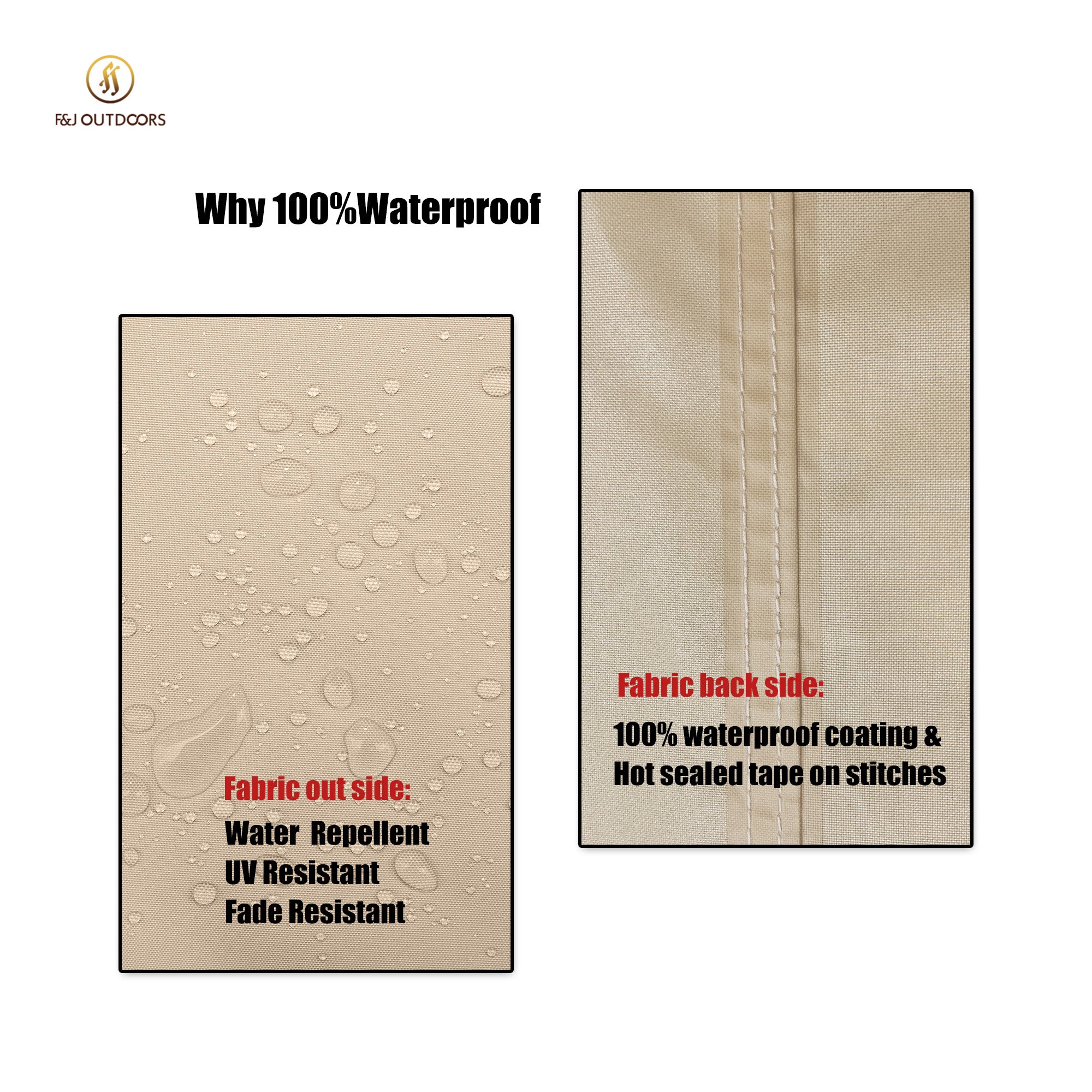 2025 Light Weight Edition Waterproof Outdoor Patio Rectangular Cover - Beige+Brown
