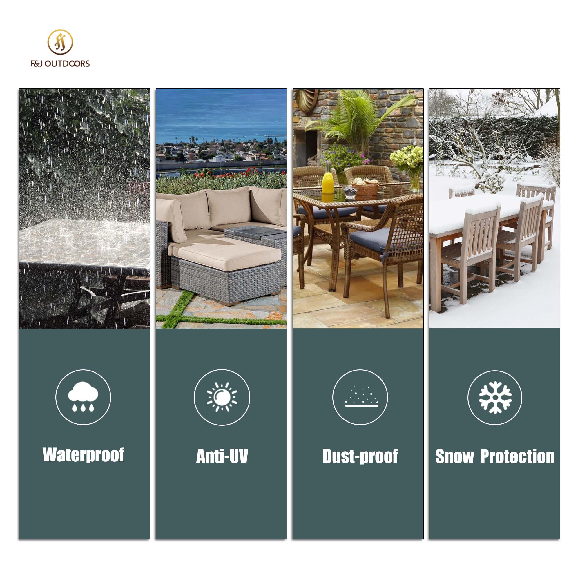 2025 Light Weight Edition Waterproof Outdoor Patio Rectangular Cover - Beige+Brown