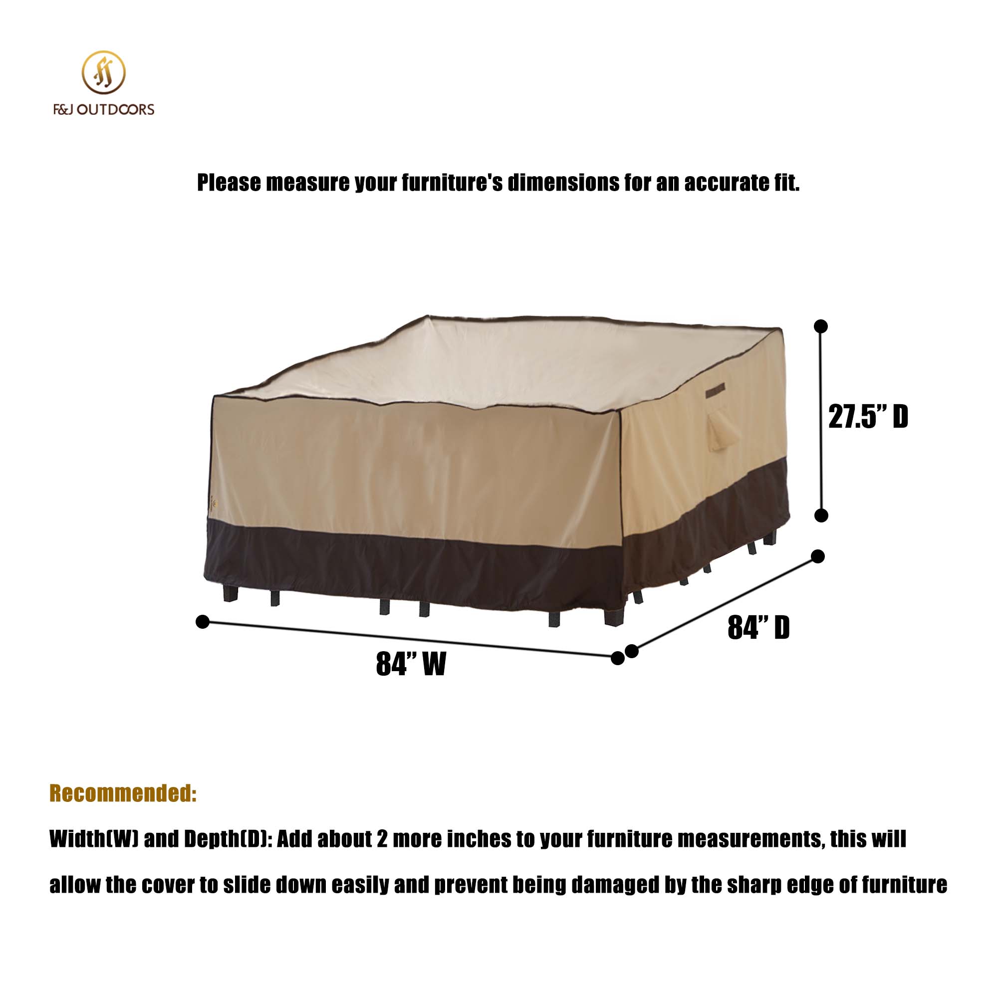 2025 Light Weight Edition Waterproof Outdoor Patio Rectangular Cover - Beige+Brown