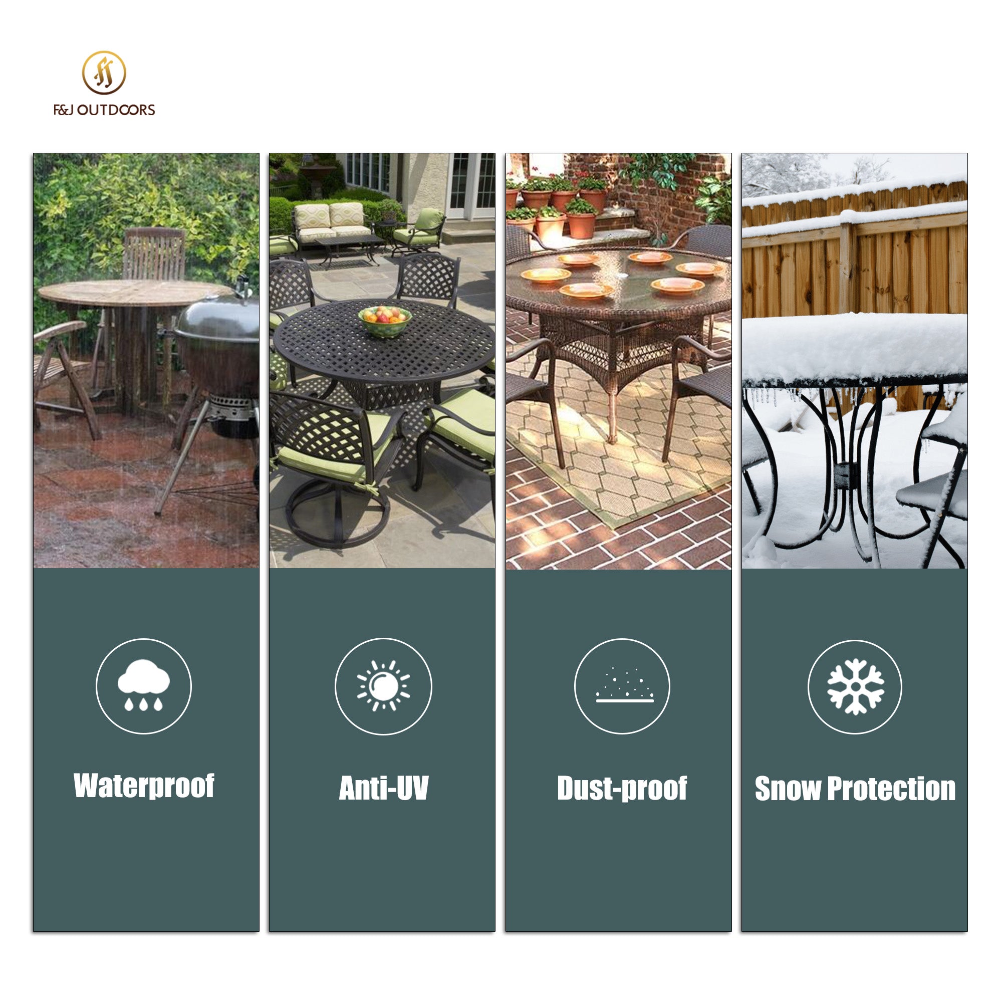 2025 Light Weight Edition Waterproof Outdoor Patio Round Cover - Beige+Brown