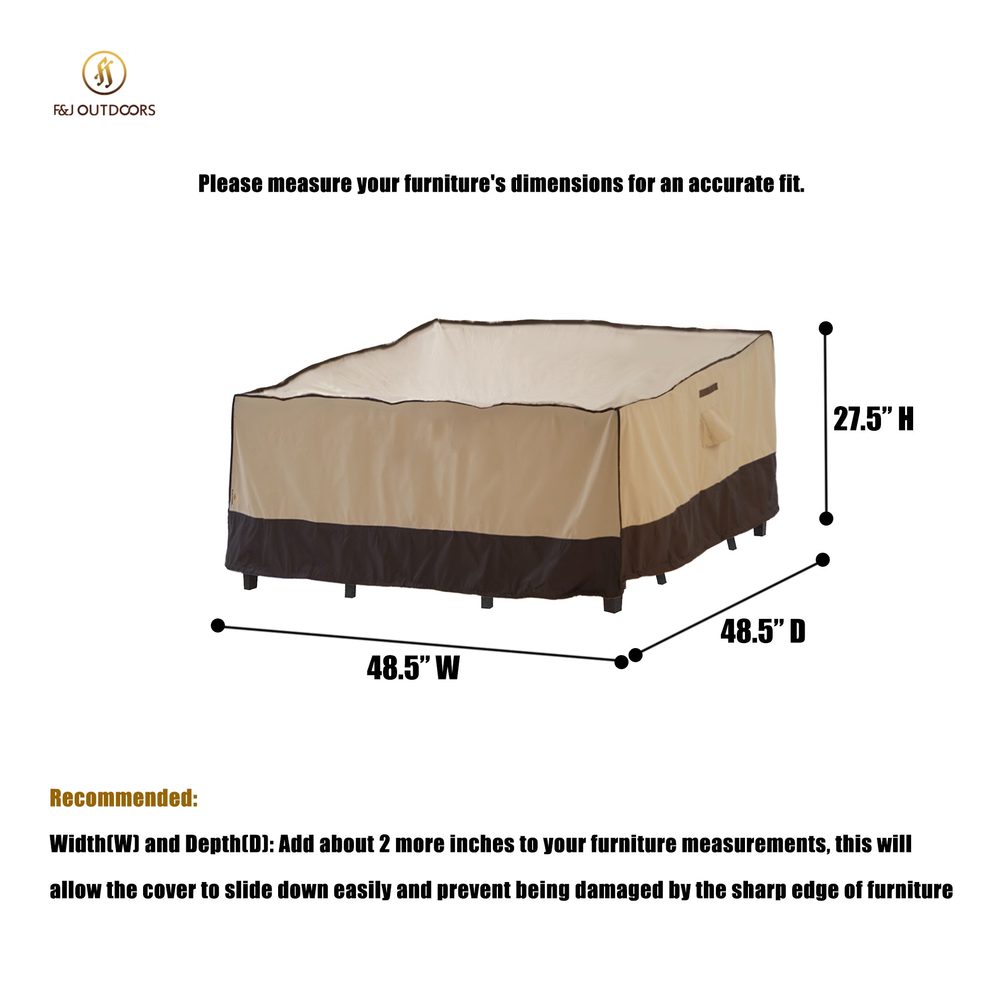 2025 Light Weight Edition Waterproof Outdoor Patio Rectangular Cover - Beige+Brown